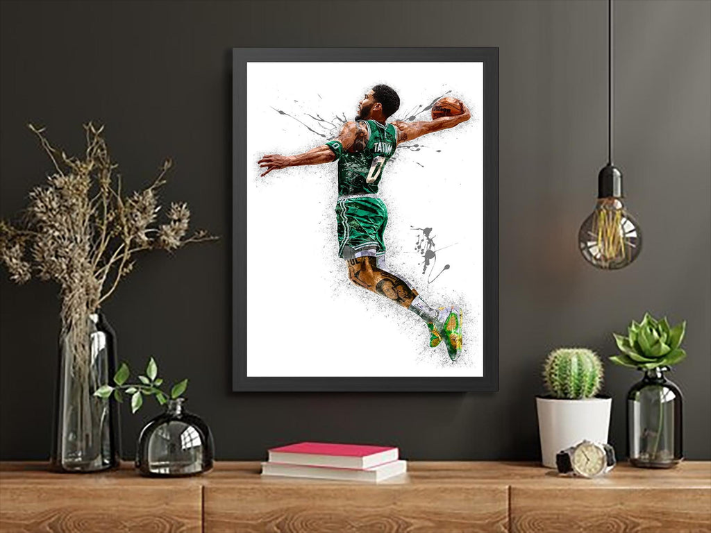 Jayson Tatum, Boston Celtics, Gallery Canvas Wrap or Museum-Quality Poster, Fine Art, Wall Decor for Man Cave, Kids room, Dorm Room