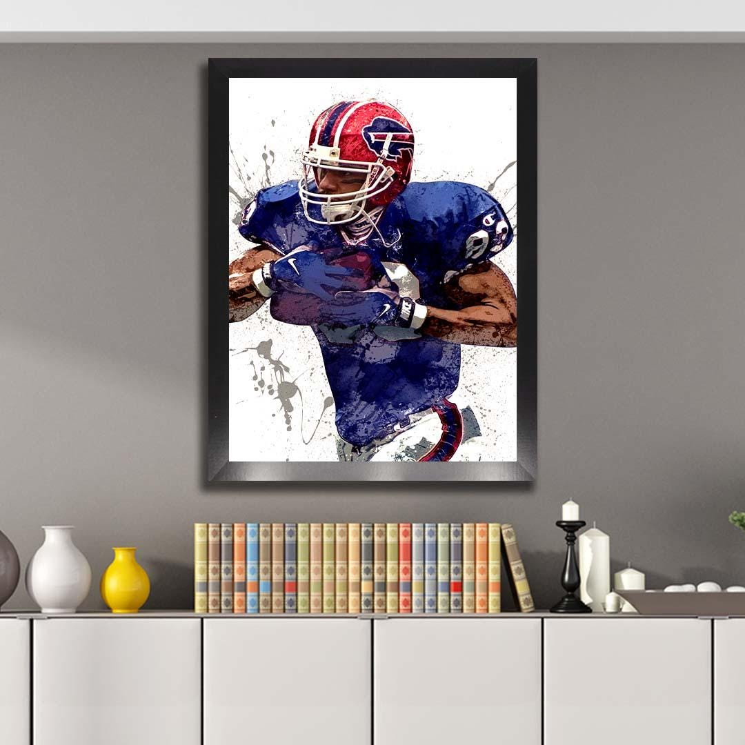 Andre Reed Poster, Buffalo Bills, Gallery Canvas Wrap or Museum-Quality Poster, Fine Art, Wall Decor, Man Cave, Kids room