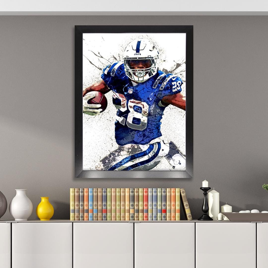 Jonathan Taylor Colts Poster: Indianapolis Football Art, Man Cave Decor