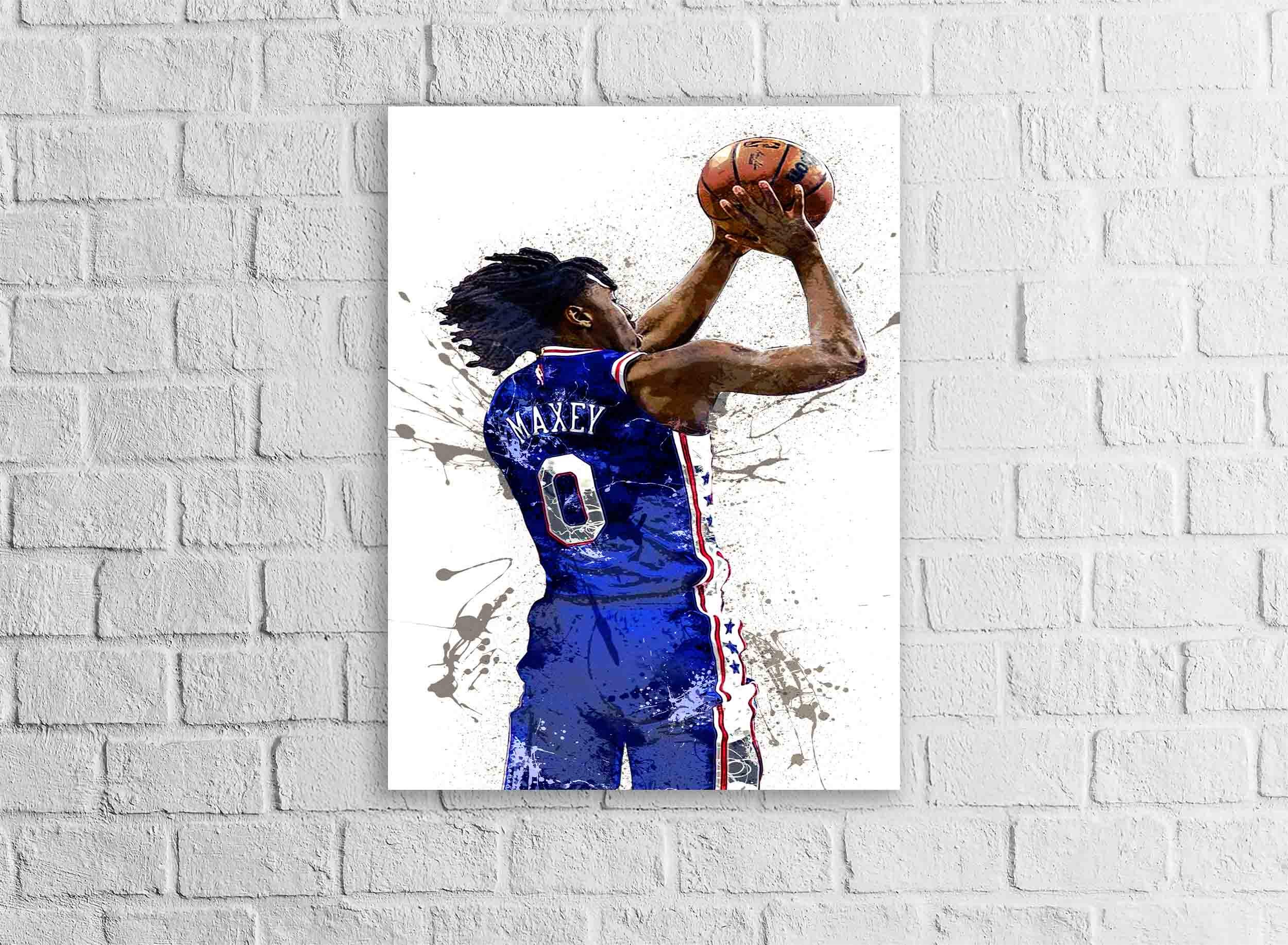 Tyrese Maxey Poster, Philadelphia 76ers, Gallery Canvas Wrap or Museum-Quality Poster, Fine Art, Man Cave, Kids room, Dorm Room, Office