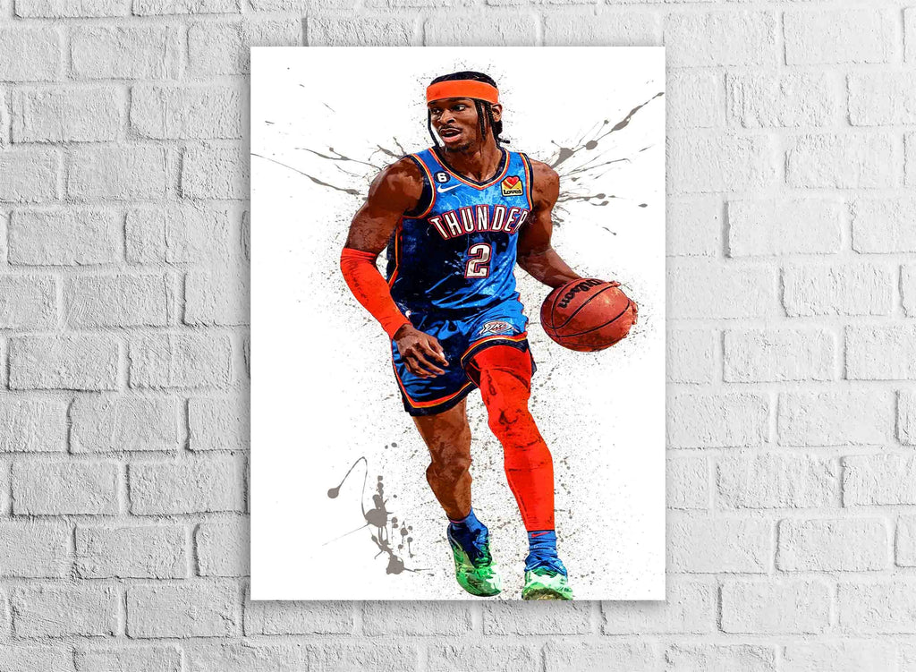 Shai Gilgeous-Alexander Poster, Oklahoma City Thunder, Gallery Canvas Wrap or Museum-Quality Poster, Man Cave, Kids room, Dorm Room