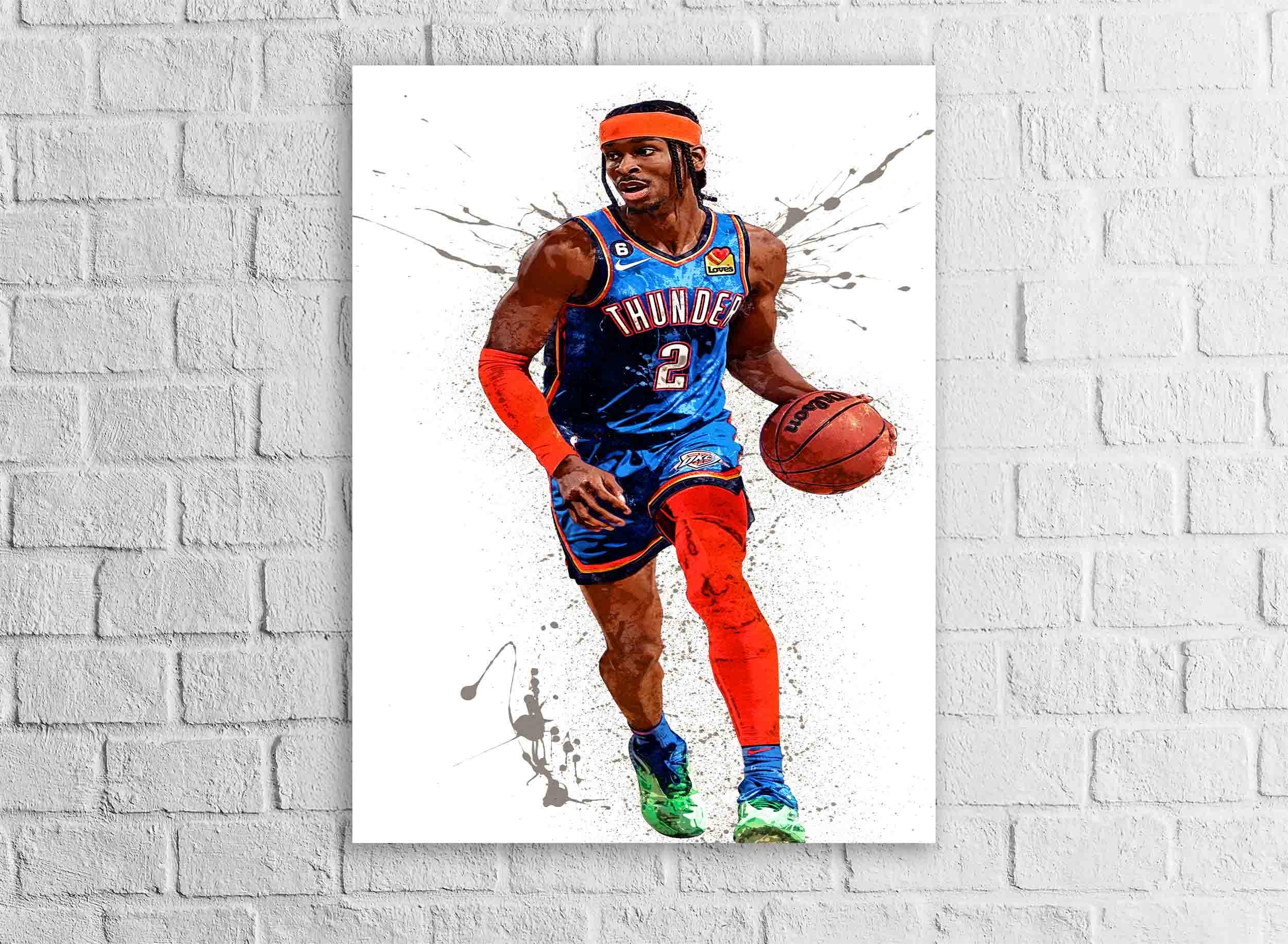 Shai Gilgeous-Alexander Poster, Oklahoma City Thunder, Gallery Canvas Wrap or Museum-Quality Poster, Man Cave, Kids room, Dorm Room