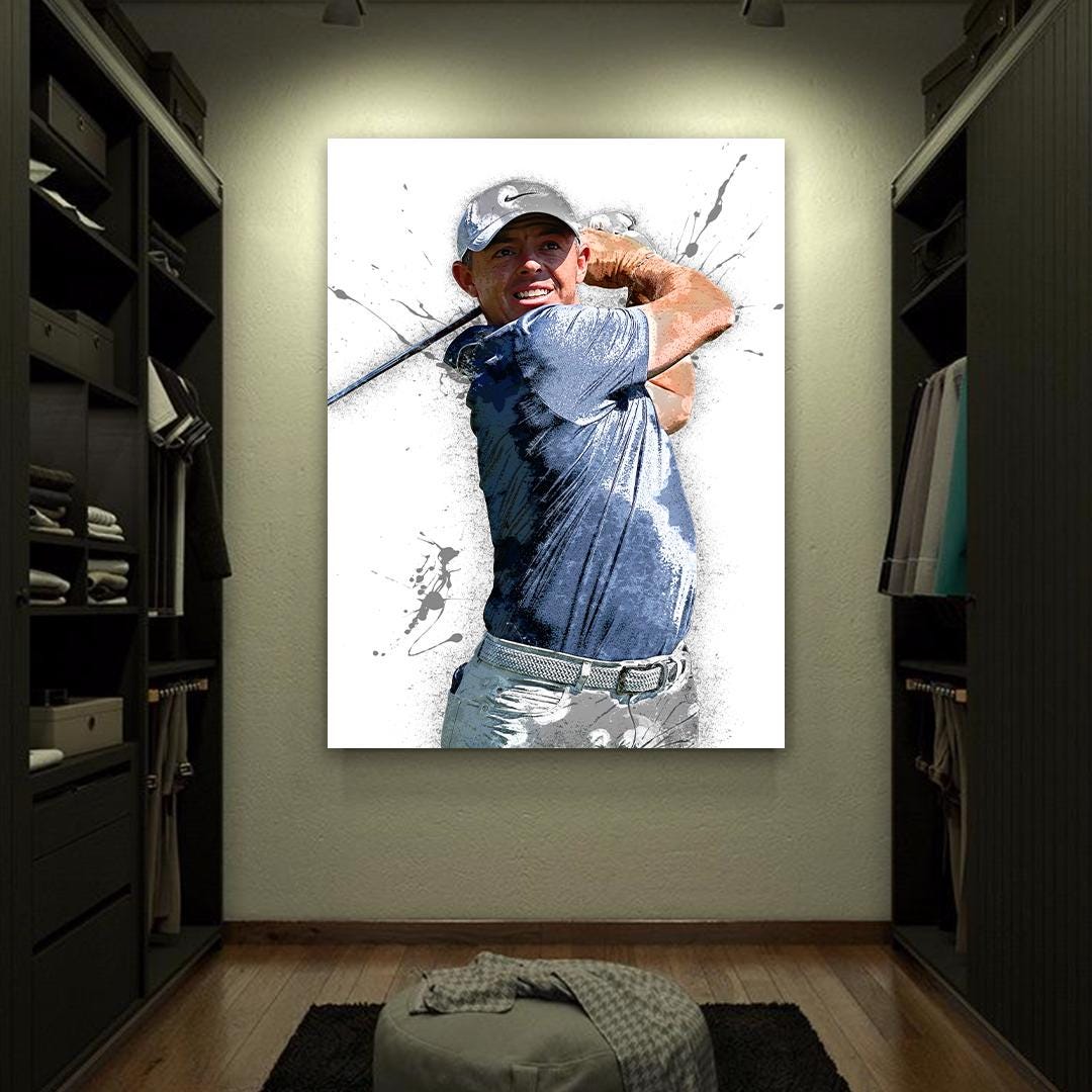 Rory McIlroy Poster, Masters, Gallery Canvas Wrap or Museum-Quality Poster, Wall Decor, Man Cave, Kids room, Office