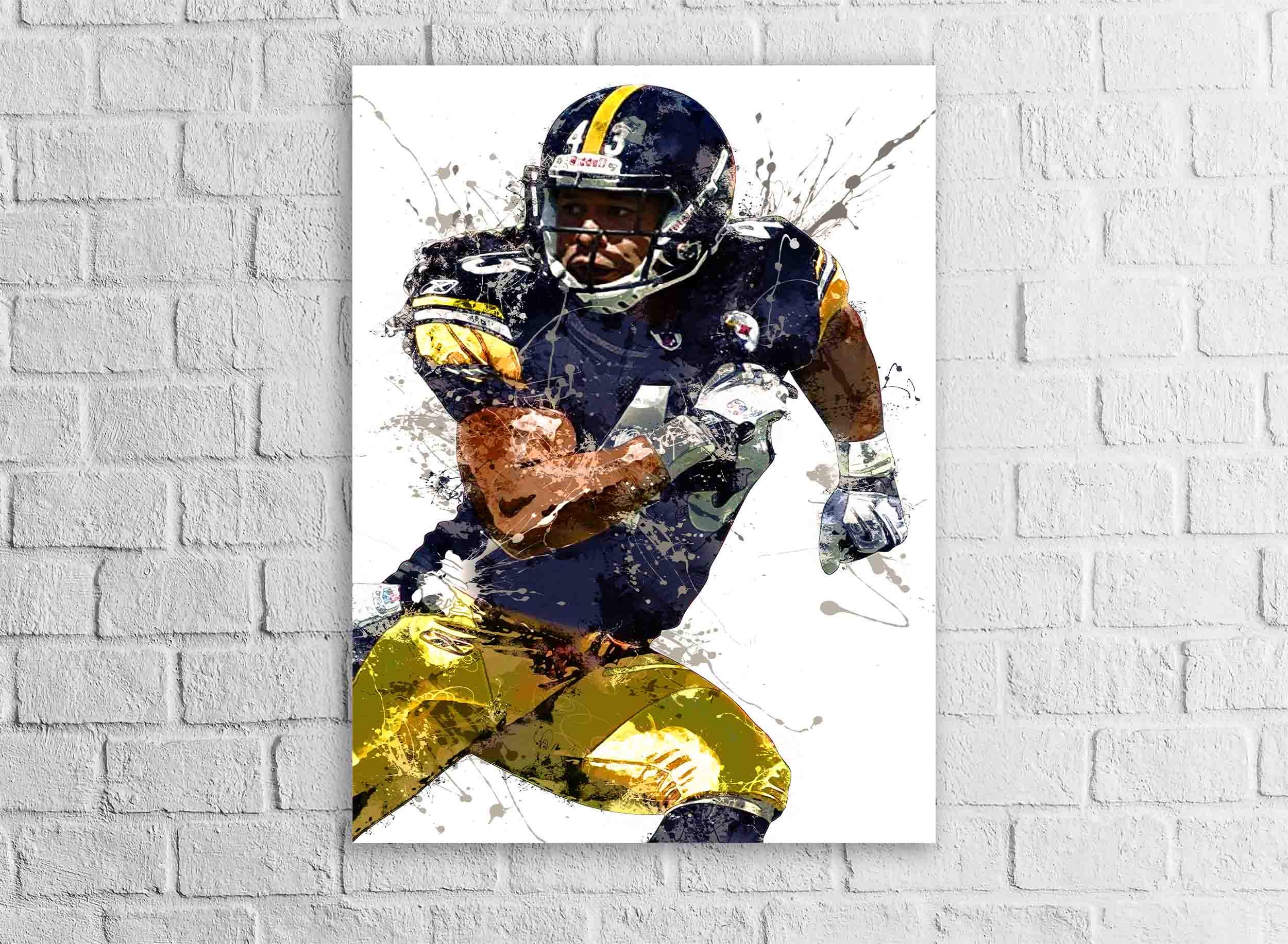 Troy Polamalu Poster, Pittsburgh Steelers, Gallery Canvas Wrap or Museum-Quality Poster, Fine Art, Wall Decor for Man Cave, Kids room, Dorm
