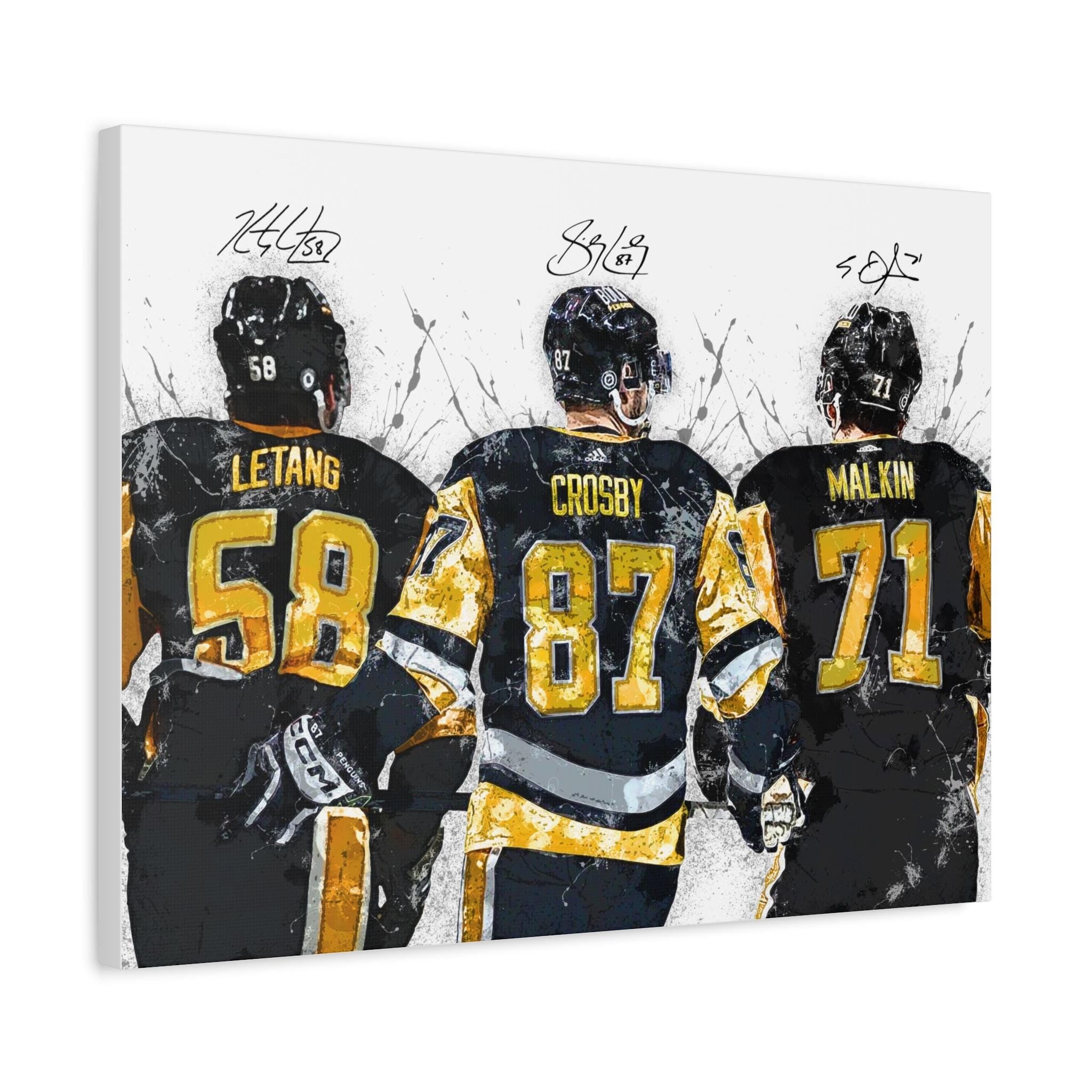 Sidney Crosby, Kris Letang, Evgeni Malkin, Pittsburgh Penguins, Gallery Canvas Wrap or Museum-Quality Poster, Man Cave, Kids room, Office