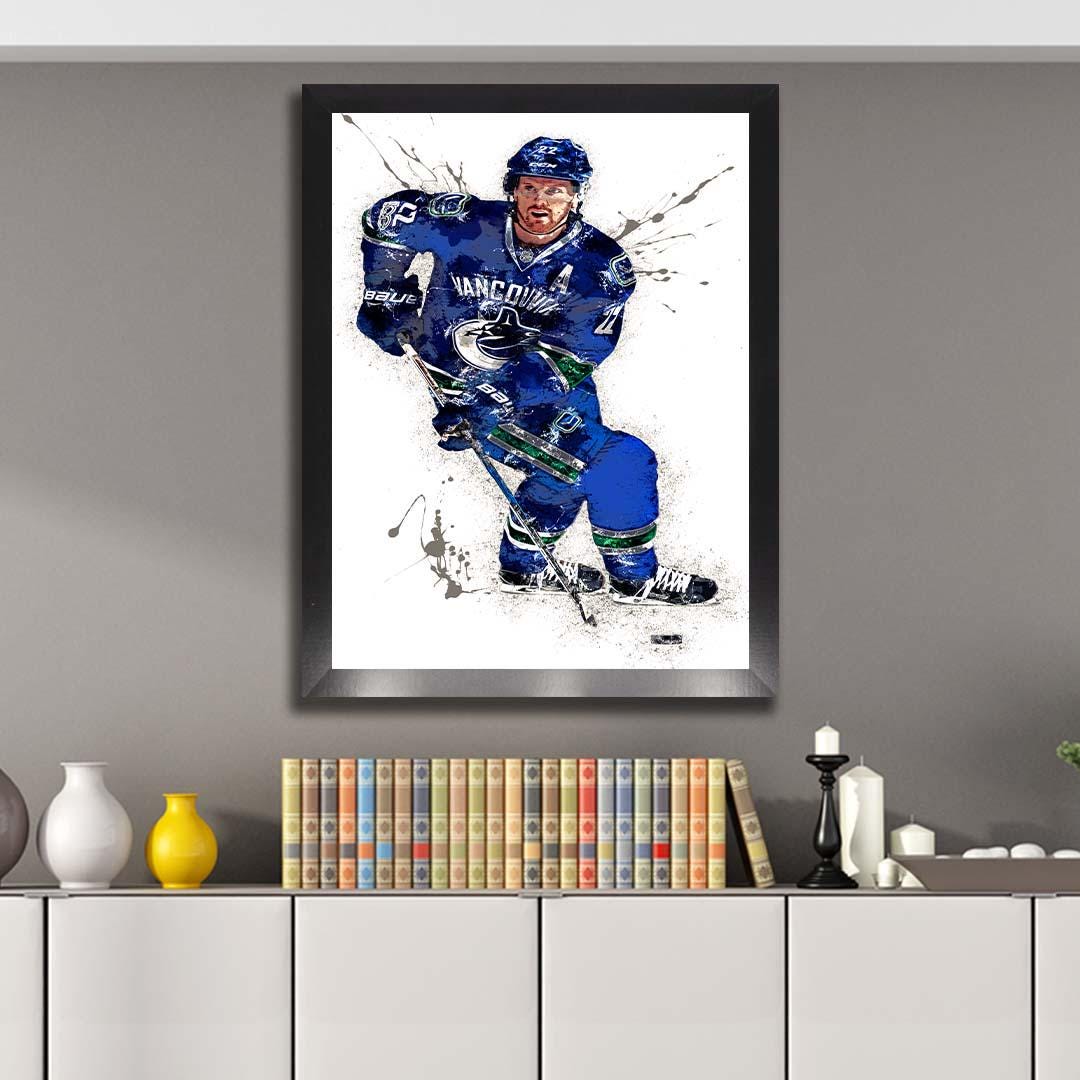 Daniel Sedin Poster, Vancouver Canucks, Gallery Canvas Wrap or Museum-Quality Poster Print, Wall Decor for Man Cave, Office or Kids Room