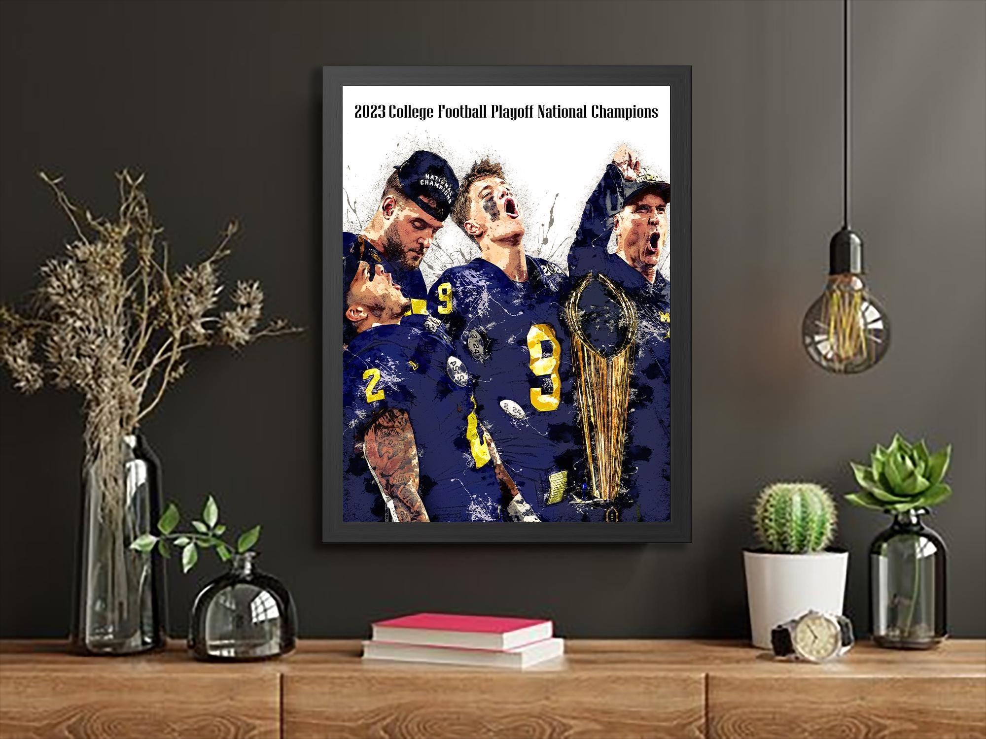 Wolverines Champions Poster, Michigan Wolverines, Gallery Canvas Wrap or Museum-Quality Poster, Fine Art, Man Cave, Kids room, Dorm Room