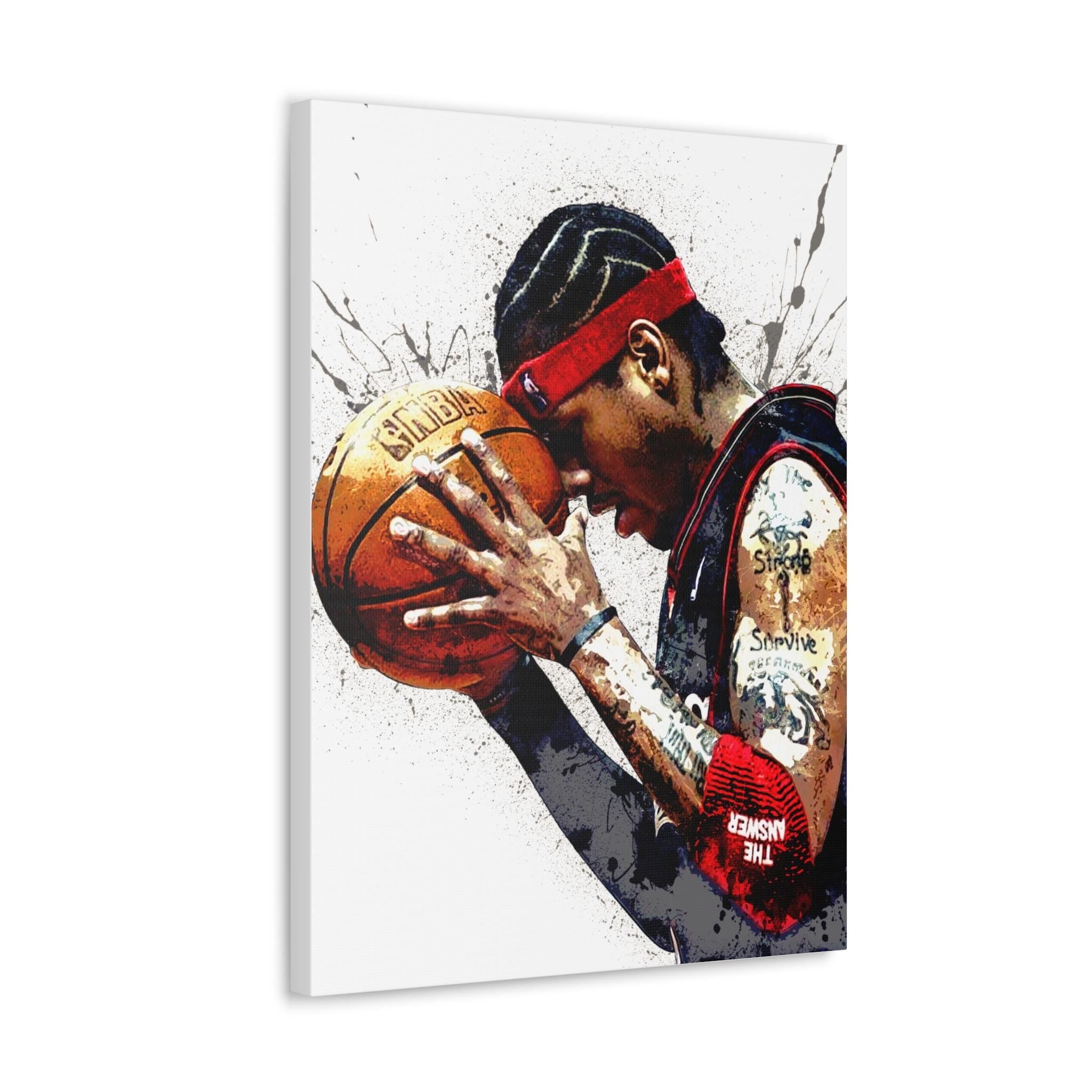 Allen Iverson Poster, Philadelphia 76ers, Gallery Canvas Wrap or Museum-Quality Poster, Fine Art, Man Cave, Kids room, Dorm Room