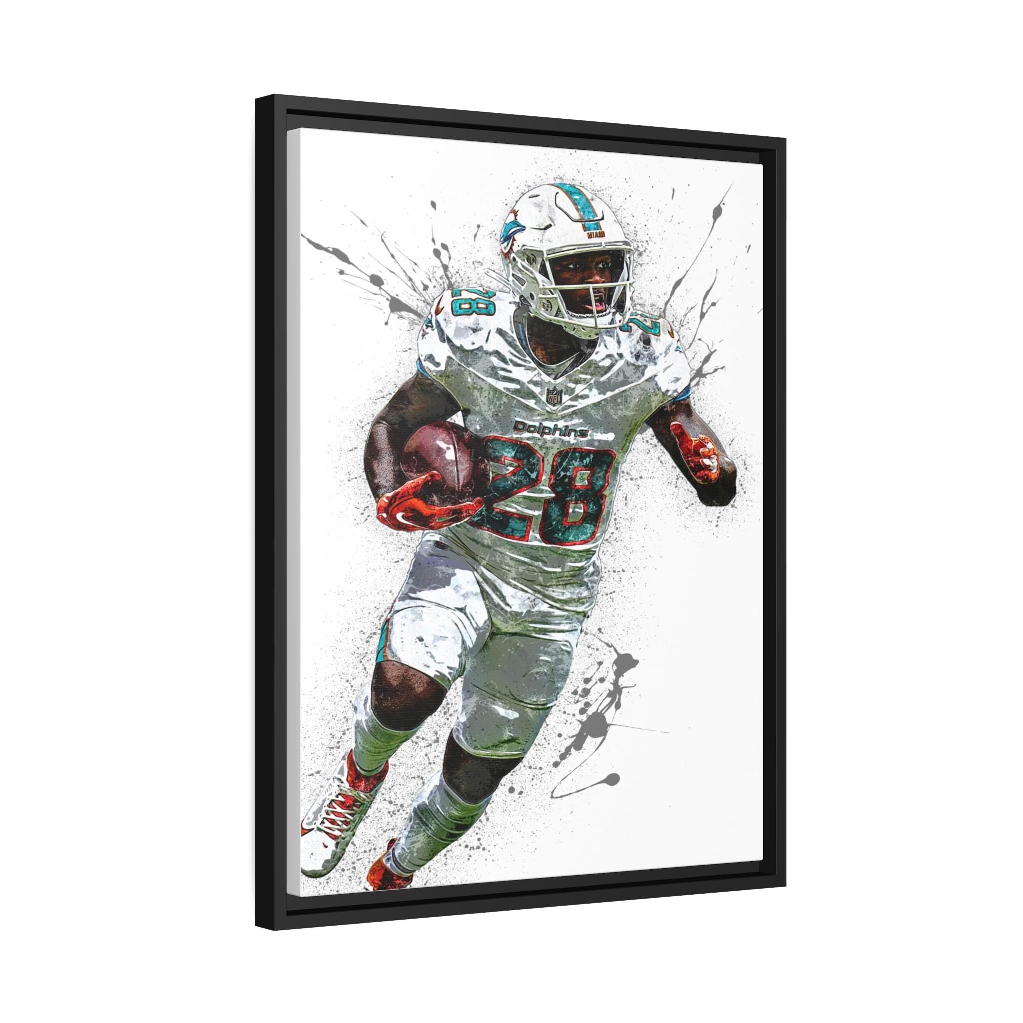 De’Von Achane Miami Dolphins Poster: Fine Art Canvas Wrap