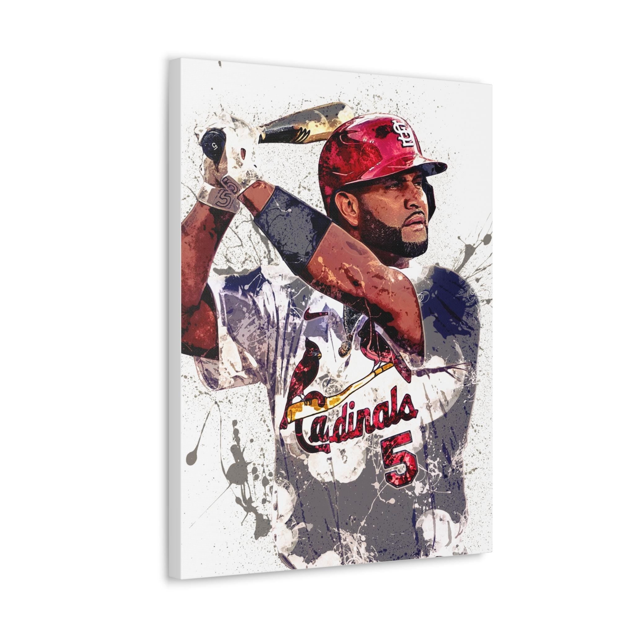 Albert Pujols Poster, St. Louis Cardinals, Gallery Canvas Wrap or Museum-Quality Poster, Fine Art, Man Cave, Kids room, Dorm Room, Kids Room