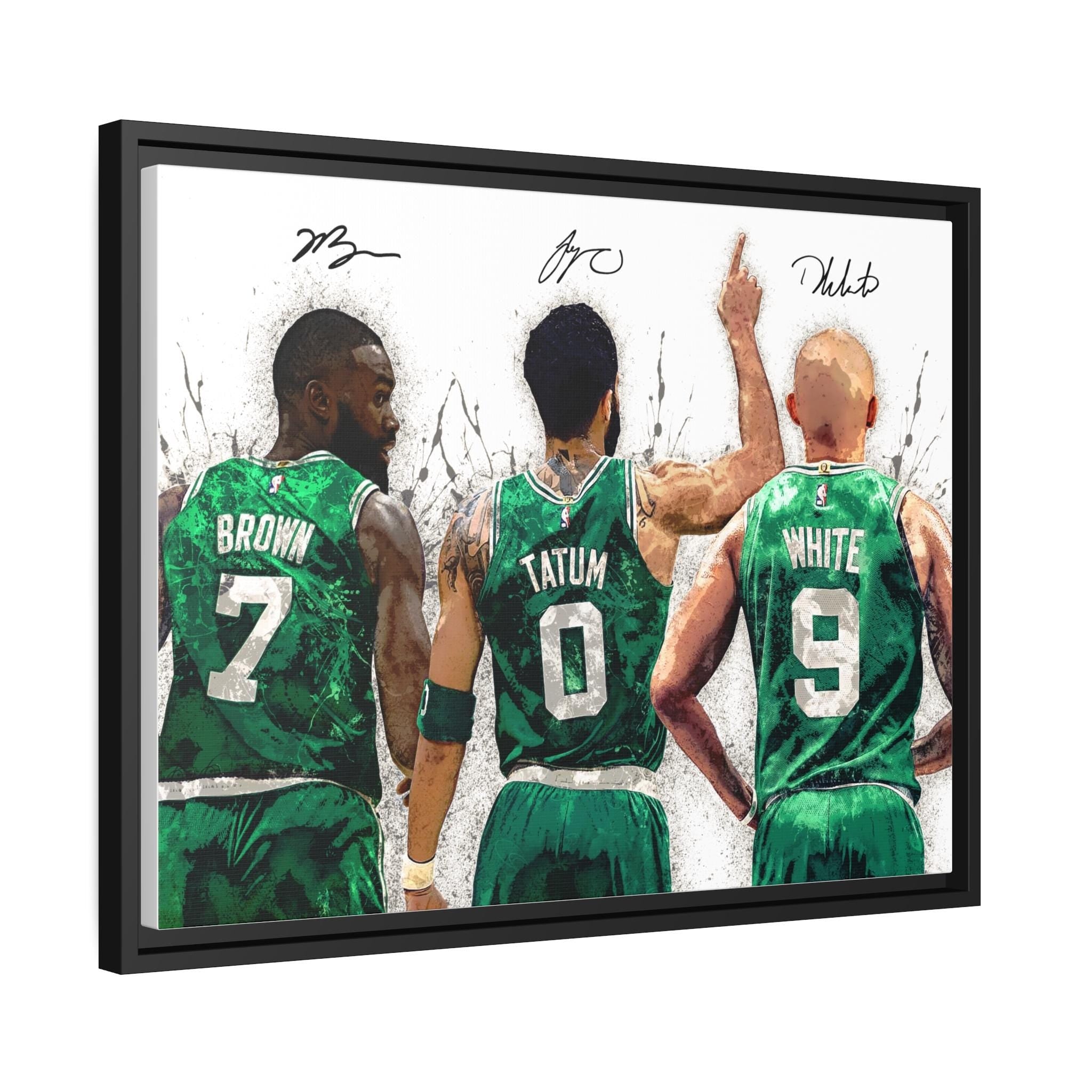 Jayson Tatum, Derrick White, Jaylen Brown, Boston Celtics, Canvas Wrap or Museum-Quality Poster, Fine Art, Man Cave, Office or Dorm Room