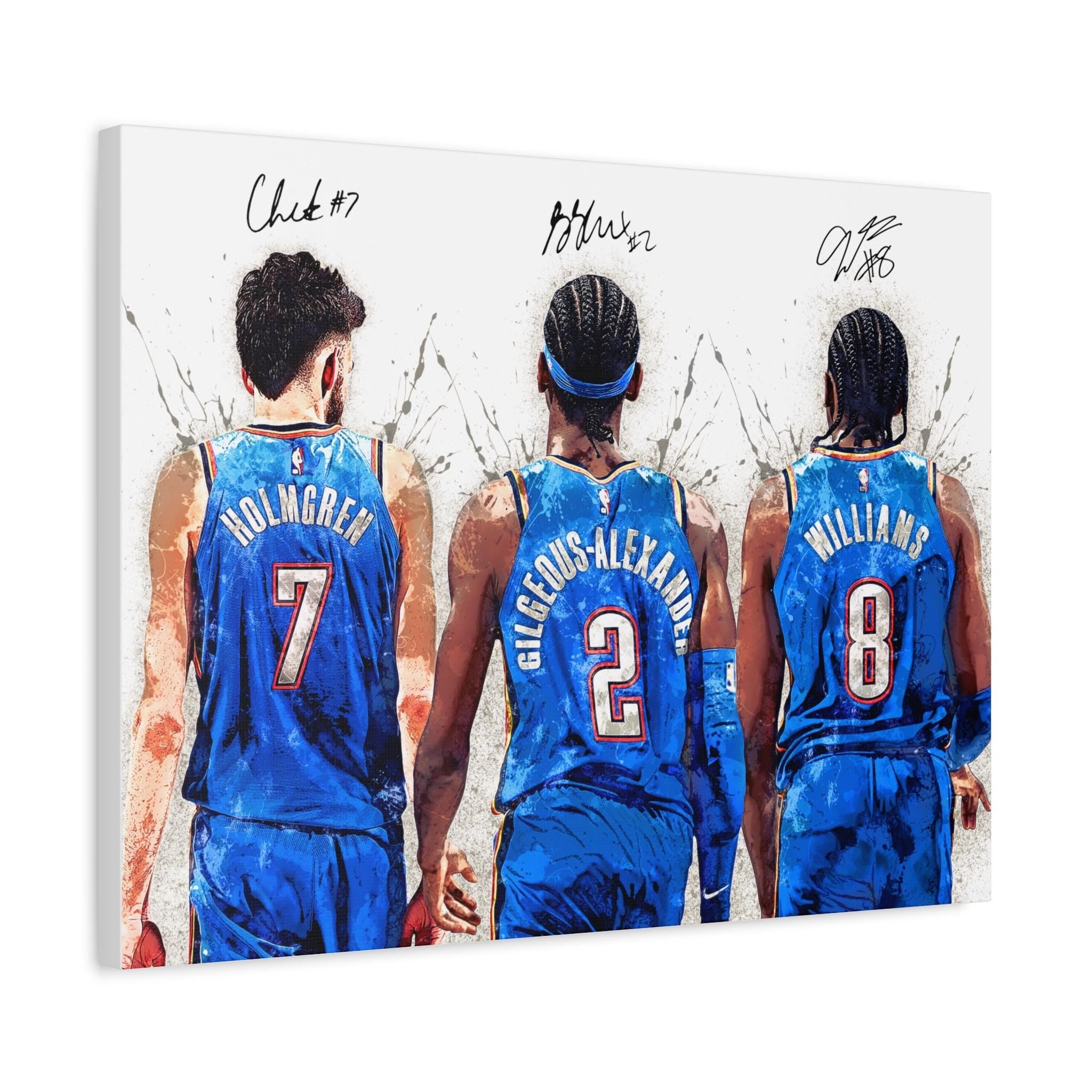 Shai Gilgeous-Alexander, Jalen Williams, Chet Holmgren, Oklahoma City Thunder, Gallery Canvas Wrap or Premium Poster, Man Cave, Kids room