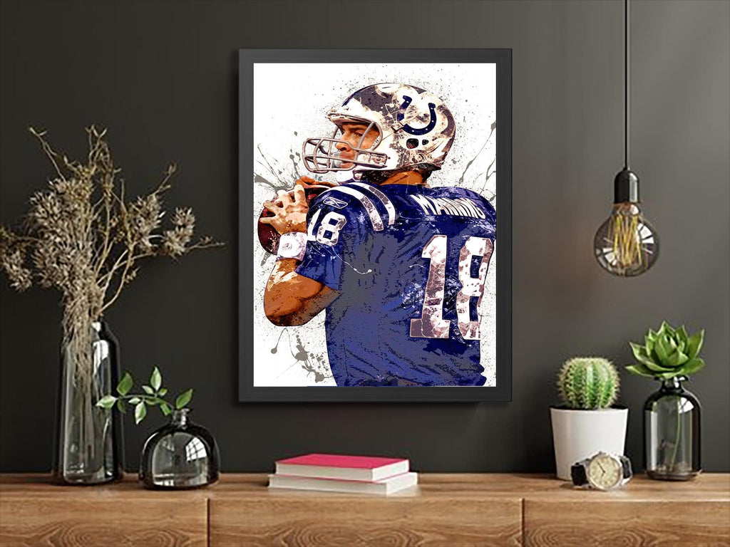 Peyton Manning Poster, Indianapolis Colts, Gallery Canvas Wrap or Museum-Quality Poster, Fine Art, Man Cave, Kids room