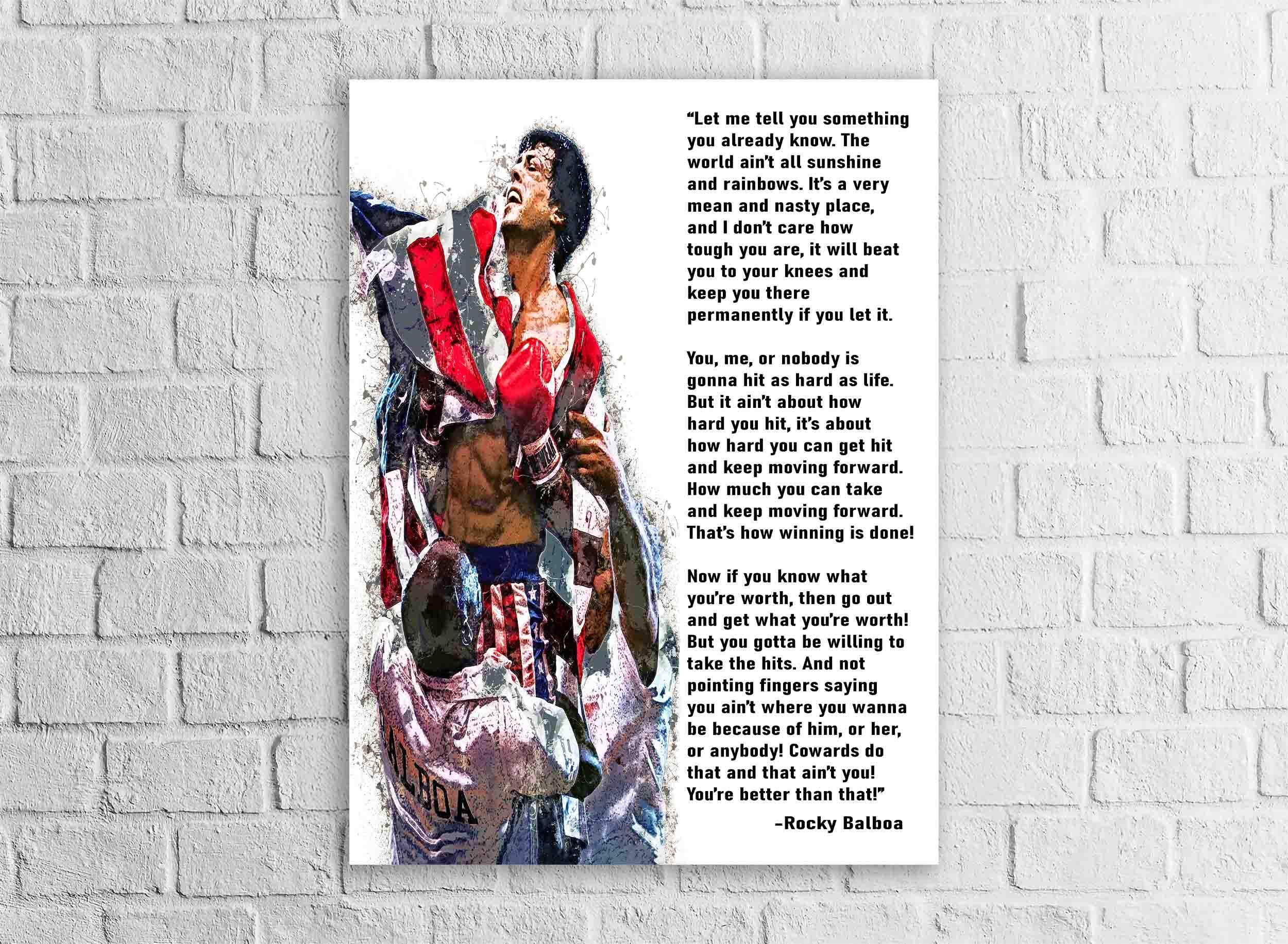 Rocky Balboa Poster, Movie Quote, Gallery Canvas Wrap or Premium Poster, Gym Room, Fine Art Quality, Man Cave, Office, Kids room, Gym Room