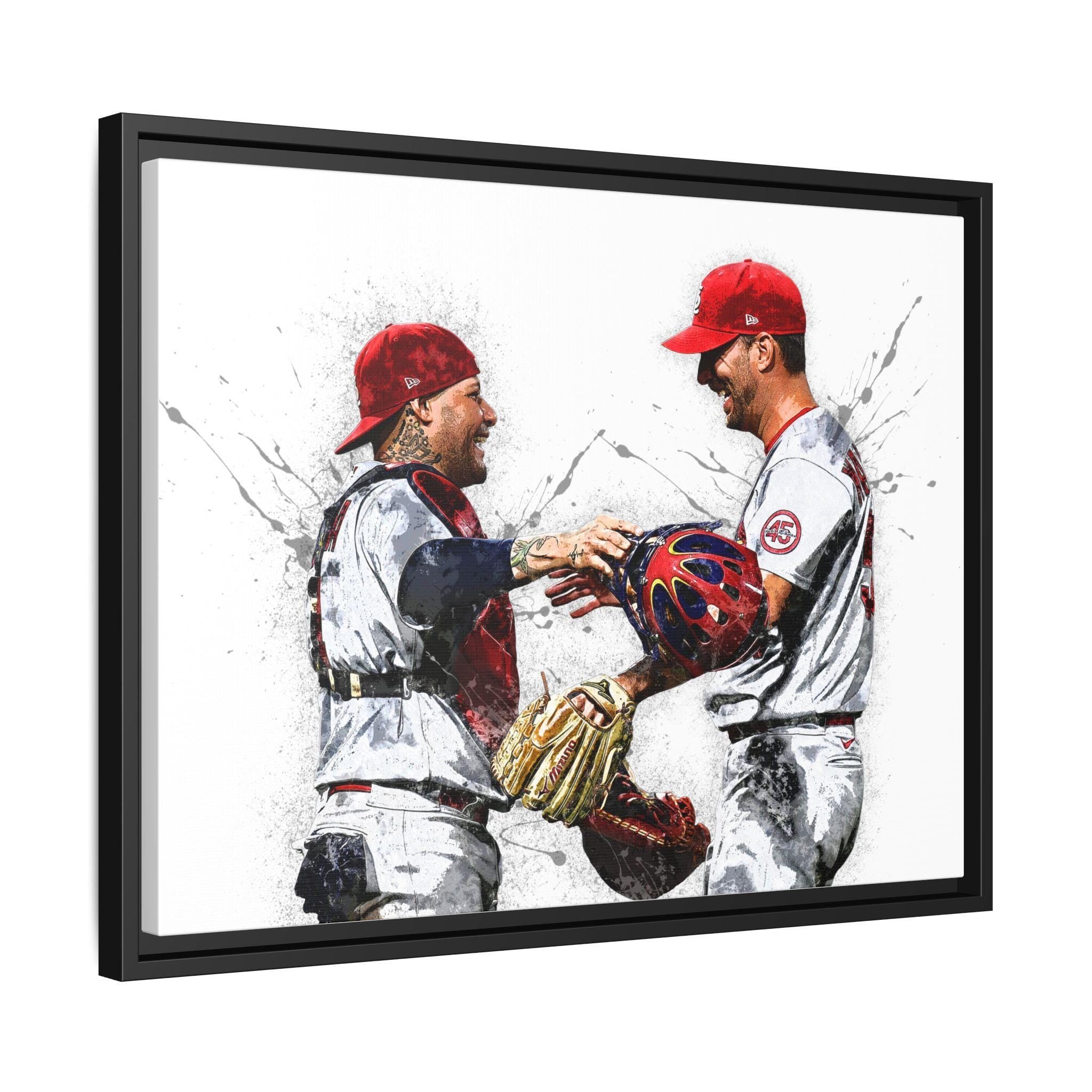 Yadier Molina & Adam Wainwright Cardinals Art: Baseball Poster, Canvas, or Framed Print
