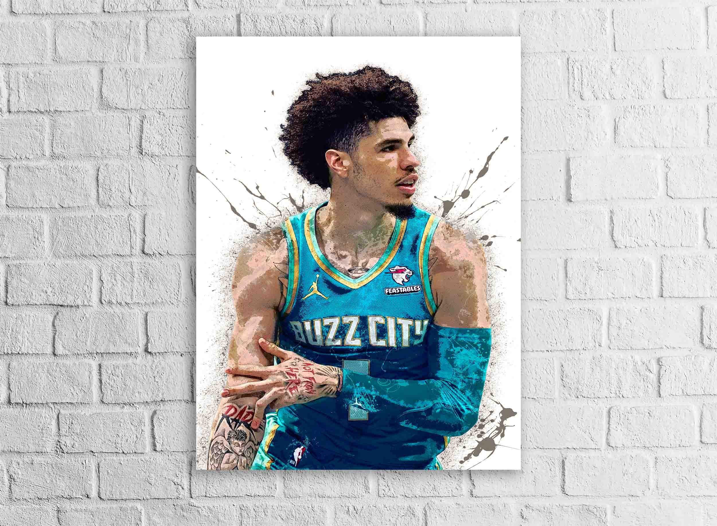 LaMelo Ball Poster, Charlotte Hornets, Gallery Canvas Wrap or Museum-Quality Poster, Fine Art, Man Cave, Kids room, Dorm Room, Office