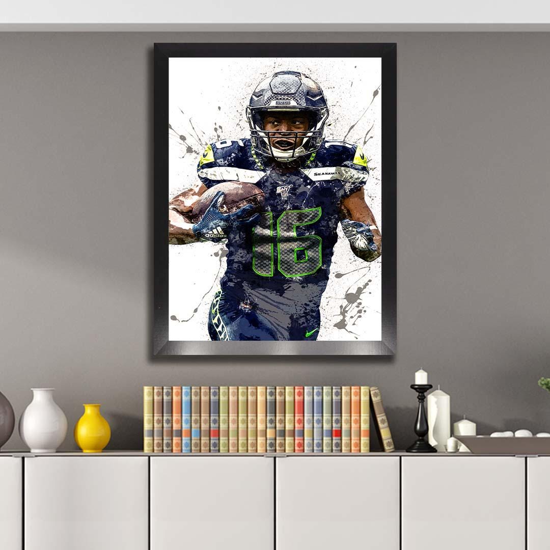 Tyler Lockett Poster, Seattle Seahawks, Gallery Canvas Wrap or Museum-Quality Poster, Fine Art, Man Cave, Kids room