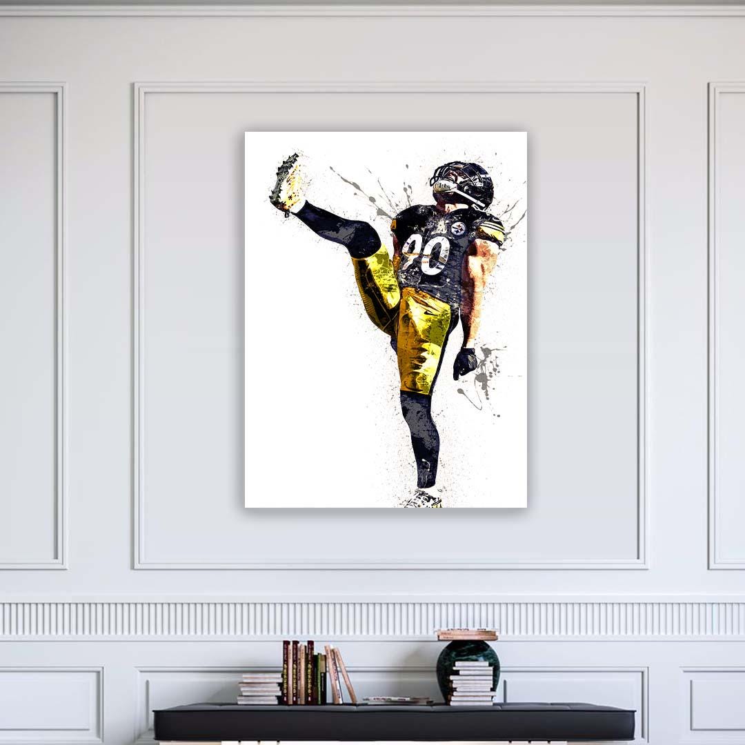 TJ Watt, Pittsburgh Steelers, Gallery Canvas Wrap or Museum-Quality Poster, Fine Art, Wall Decor for Man Cave, Kids room, Dorm