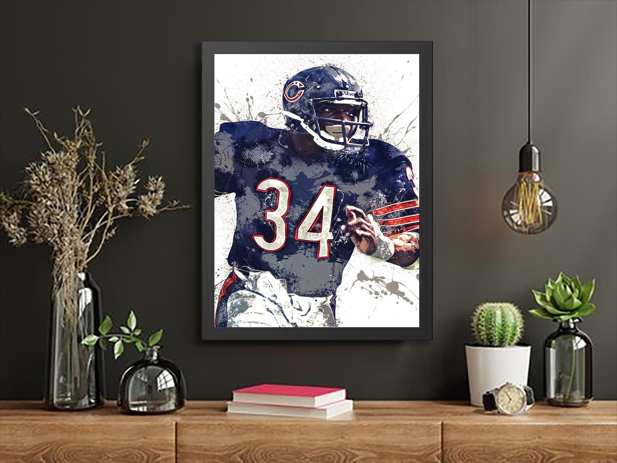 Walter Payton Chicago Bears Poster: Man Cave Fine Art Decor