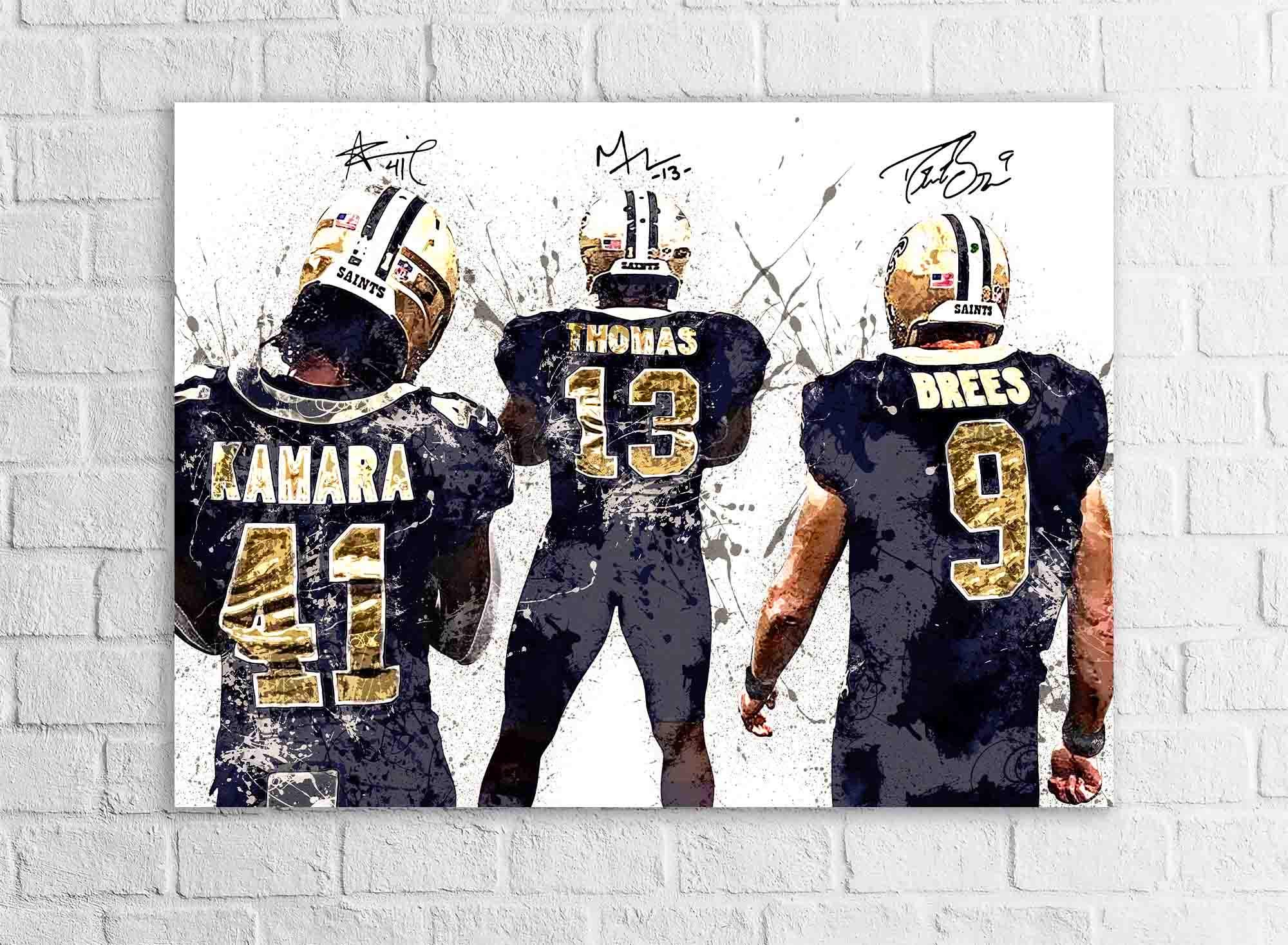 Drew Brees, Alvin Kamara, Michael Thomas, New Orleans Saints, Gallery Canvas Wrap or Premium Poster, Fine Art, Man Cave, Kids room
