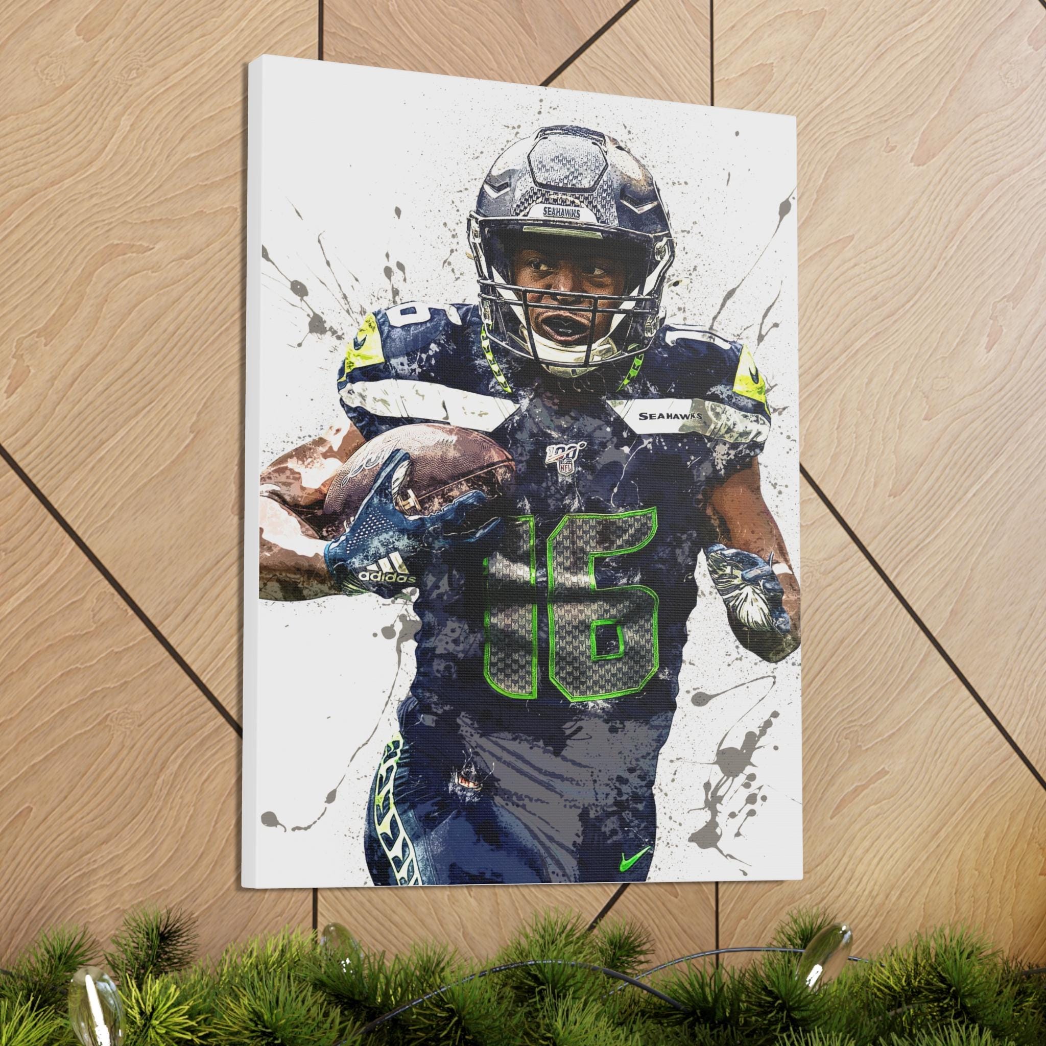 Tyler Lockett Poster, Seattle Seahawks, Gallery Canvas Wrap or Museum-Quality Poster, Fine Art, Man Cave, Kids room
