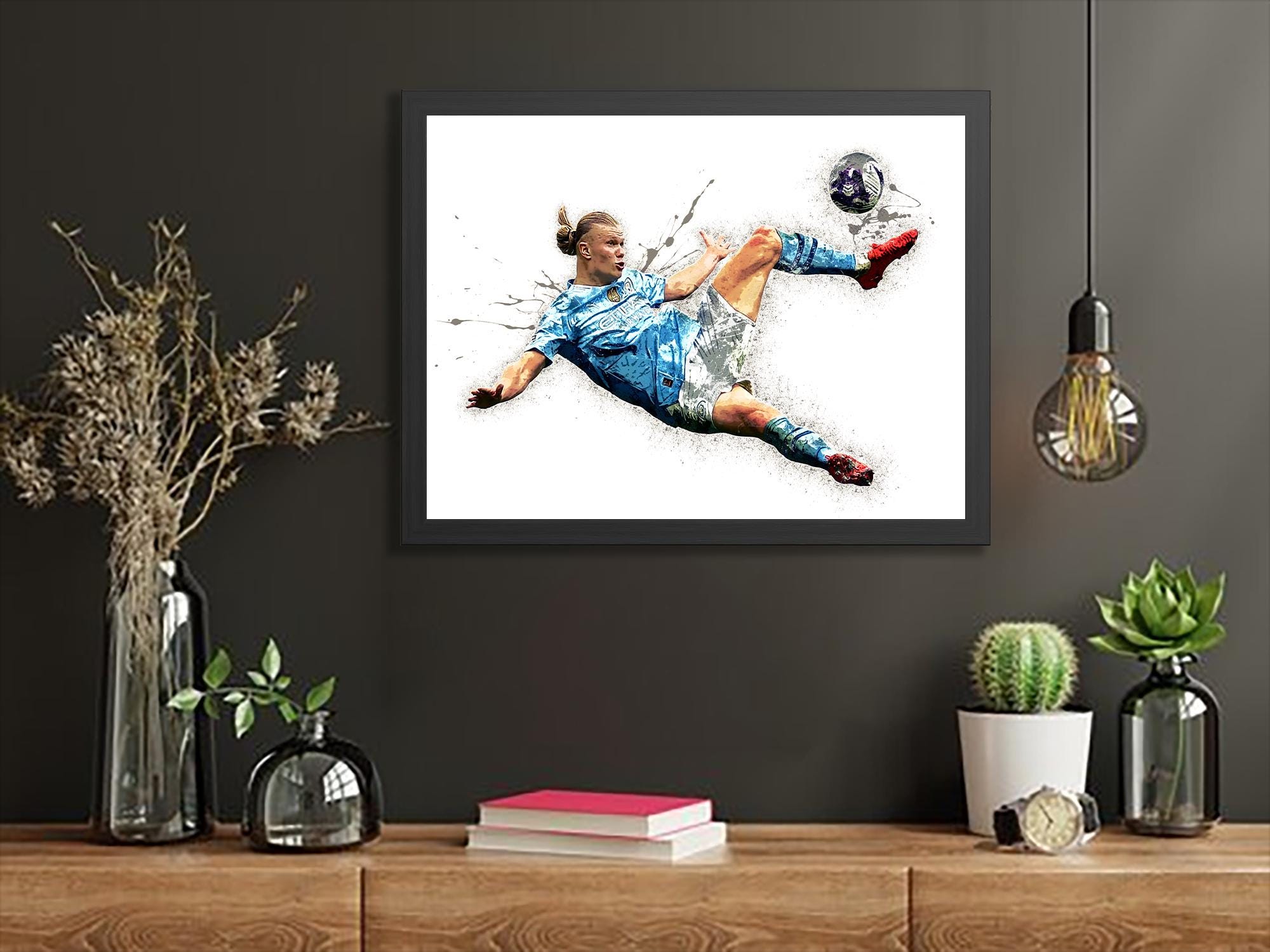 Erling Haaland, "Iconic Kick", Manchester, Gallery Canvas Wrap or Museum-Quality Poster, Wall Decor, Man Cave, Kids room, Office