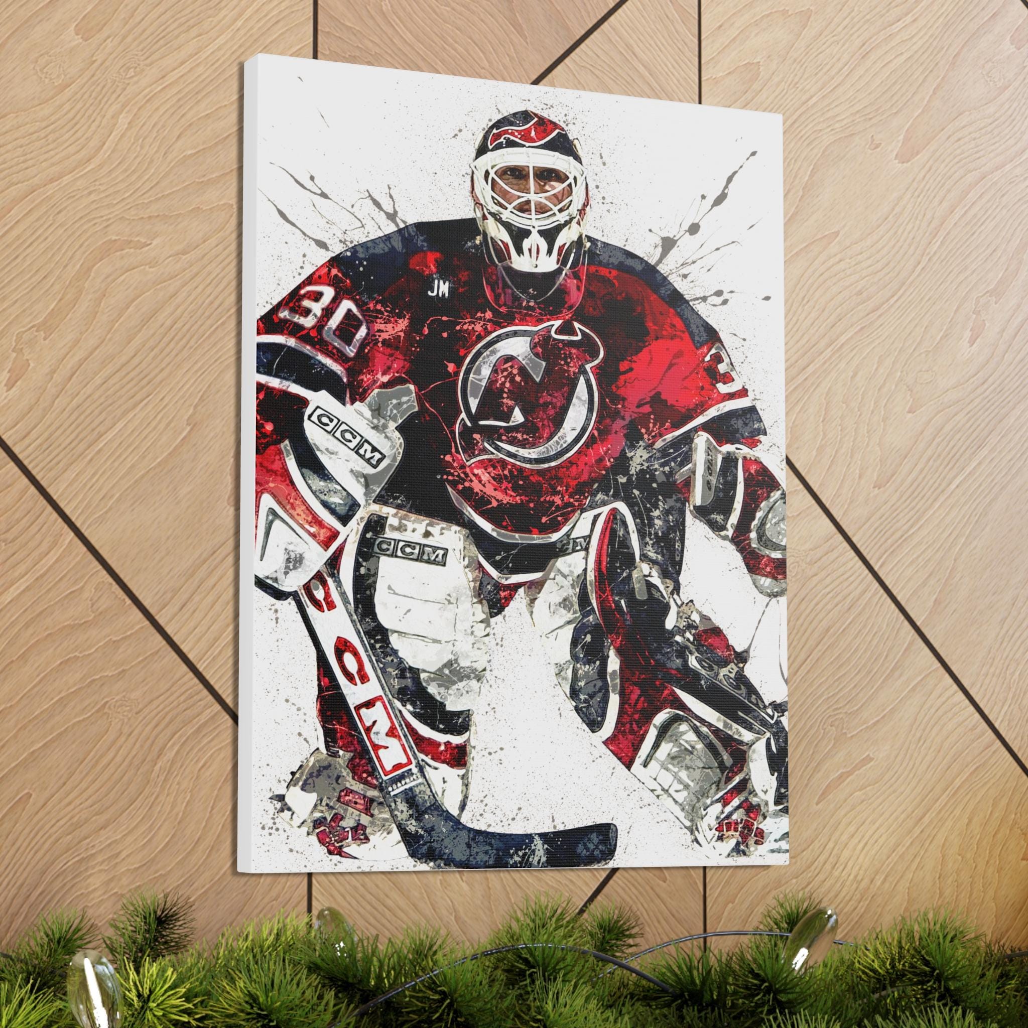 Martin Brodeur Poster, New Jersey Devils, Gallery Canvas Wrap or Museum-Quality Poster Print, Wall Decor for Man Cave, Office or Kids Room