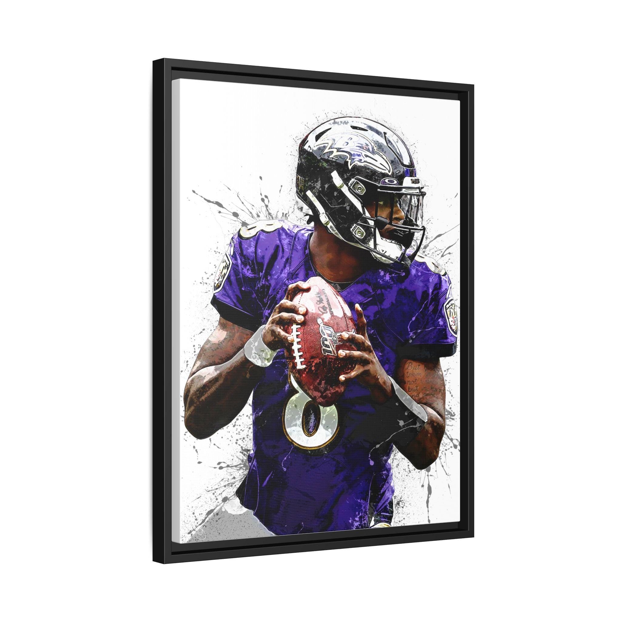Lamar Jackson Poster, Baltimore Ravens, Gallery Canvas Wrap or Museum-Quality Poster, Fine Art, Wall Decor for Man Cave, Kids room