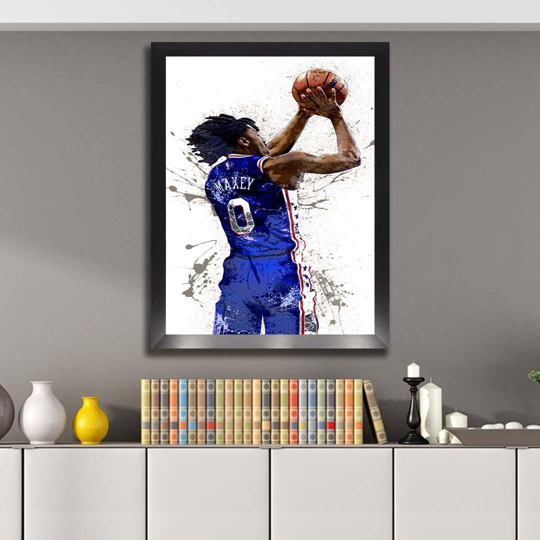 Tyrese Maxey Poster, Philadelphia 76ers, Gallery Canvas Wrap or Museum-Quality Poster, Fine Art, Man Cave, Kids room, Dorm Room, Office