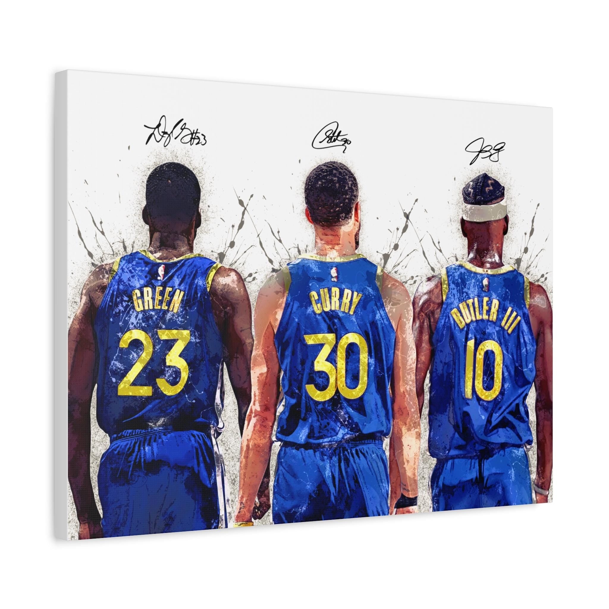 Steph Curry, Draymond Green, Jimmy Butler Poster, Golden State Warriors, Gallery Canvas Wrap, Man Cave, Kids room, Dorm Room, Office