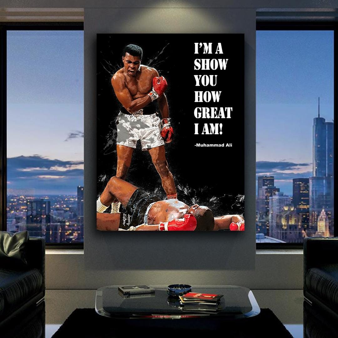 Muhammad Ali Poster, Quote, Gallery Canvas Wrap or Premium Poster, Gym Room, Fine Art Quality, Man Cave, Kids room