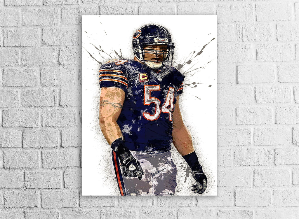 Brian Urlacher Chicago Bears Poster: Man Cave Sports Art