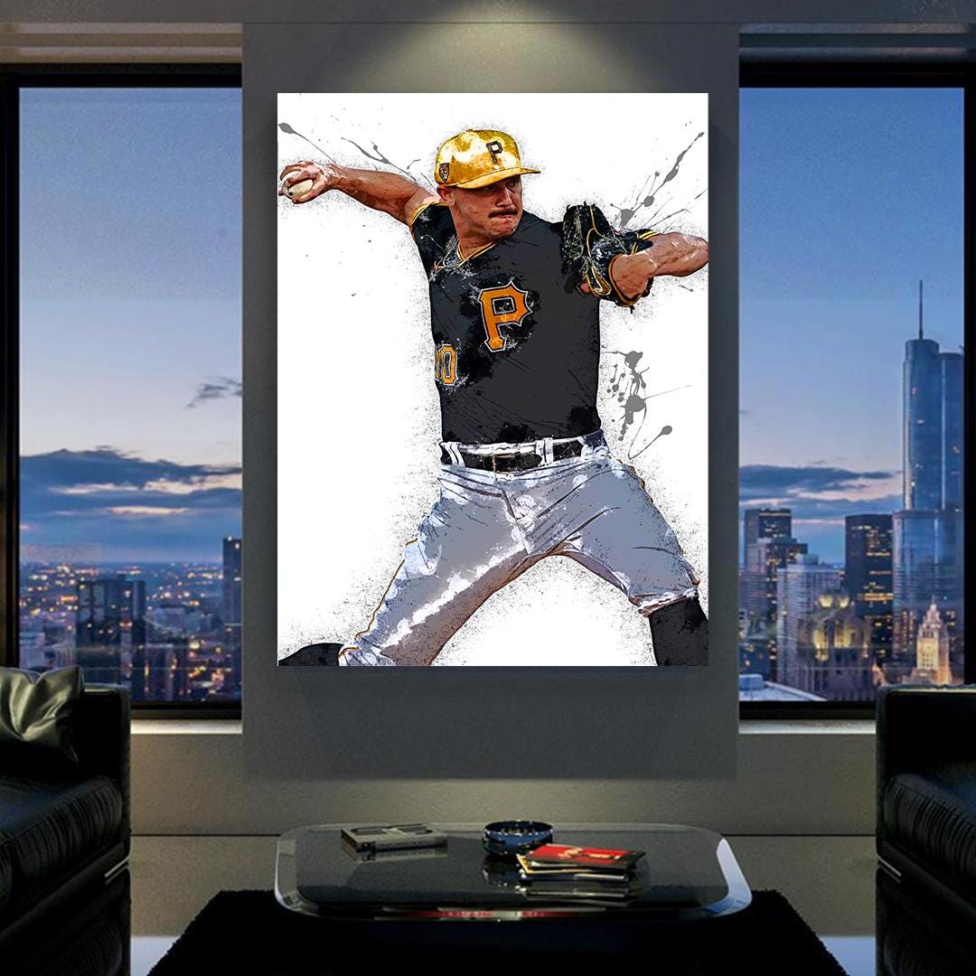 Paul Skenes Poster, Pittsburgh Pirates, Gallery Canvas Wrap or Museum-Quality Poster Print, Man Cave, Office, Dorm Room or Kids Room