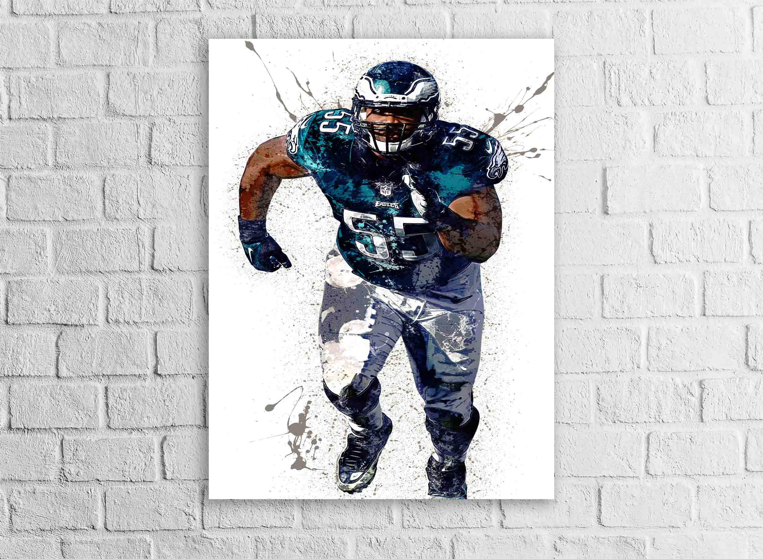 Brandon Graham Poster, Philadelphia Eagles, Gallery Canvas Wrap or Museum-Quality Poster, Fine Art, Wall Decor for Man Cave, Kids room