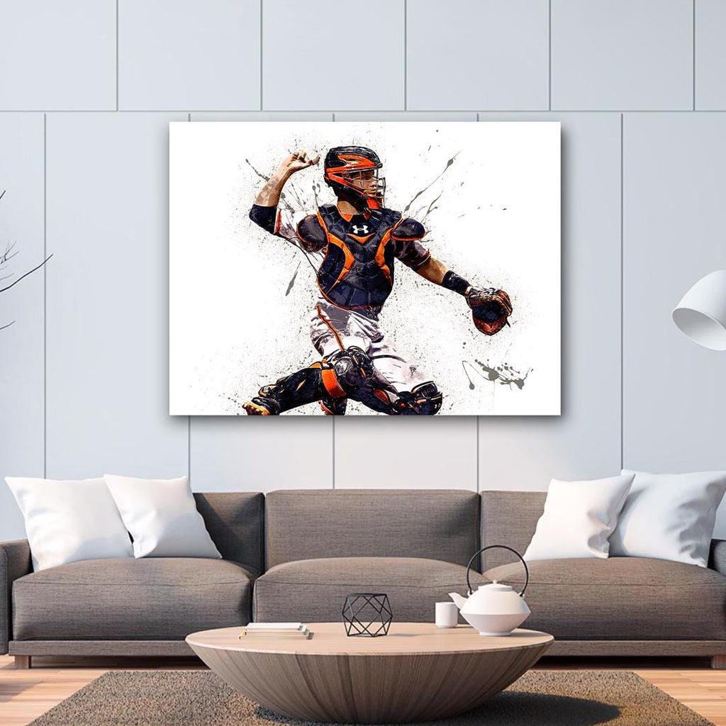 Buster Posey Poster, San Francisco Giants, Gallery Canvas Wrap or Museum-Quality Poster, Fine Art, Man Cave, Kids room, Dorm Room, Kids Room