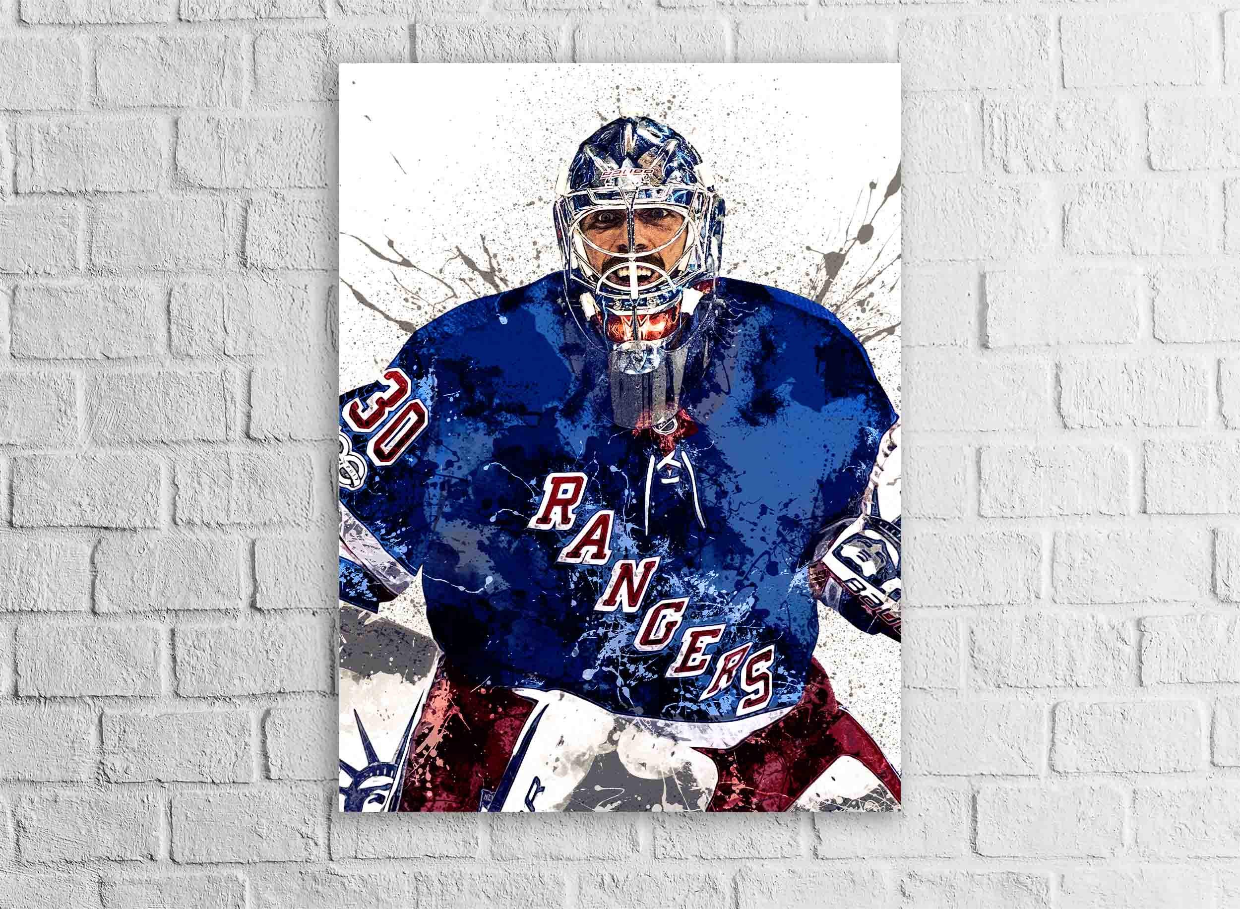 Henrik Lundqvist Poster, New York Rangers, Gallery Canvas Wrap or Museum-Quality Poster, Man Cave, Kids room, Office