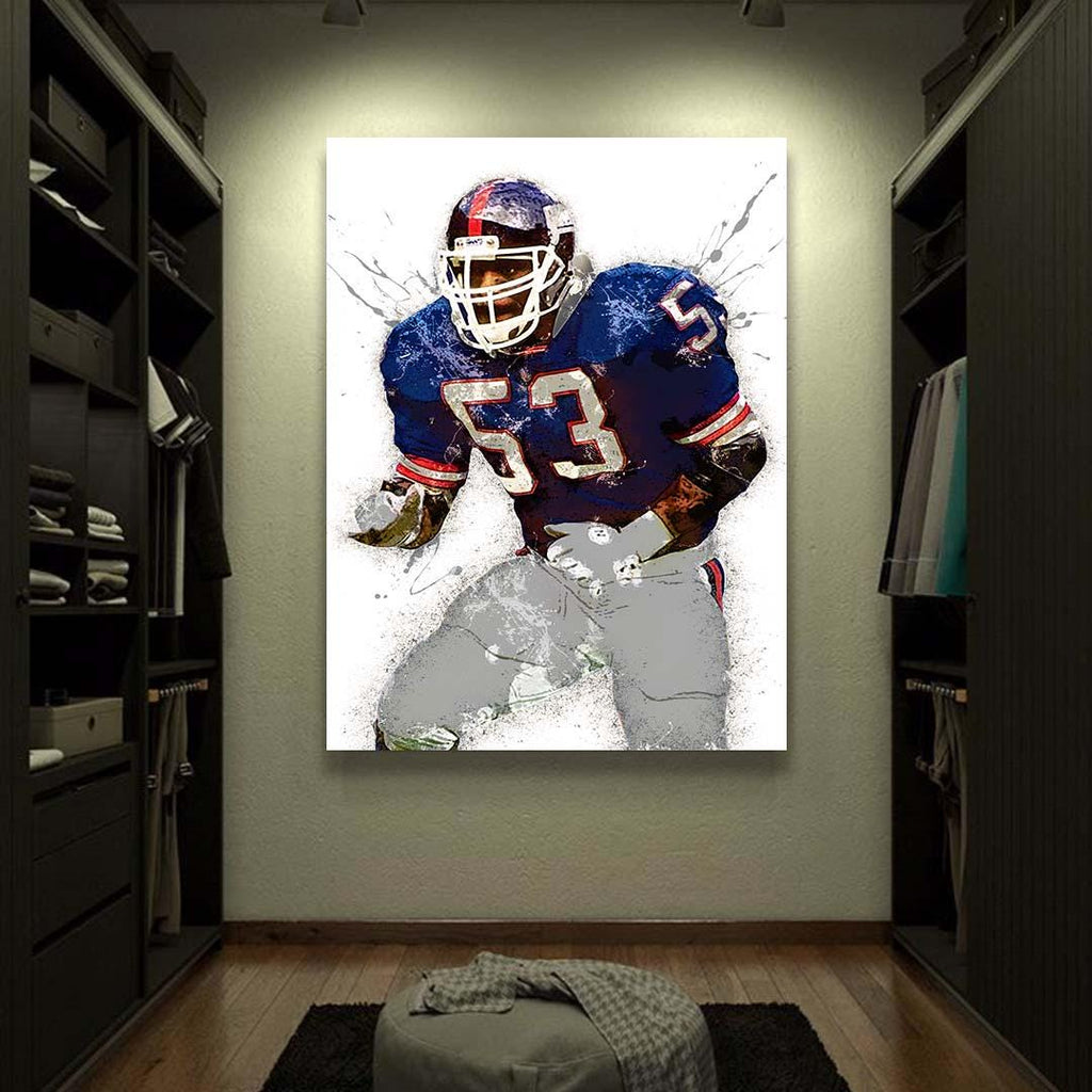 Harry Carson Poster, New York Giants, Gallery Canvas Wrap or Museum-Quality Poster, Fine Art, Wall Decor for Man Cave, Kids room