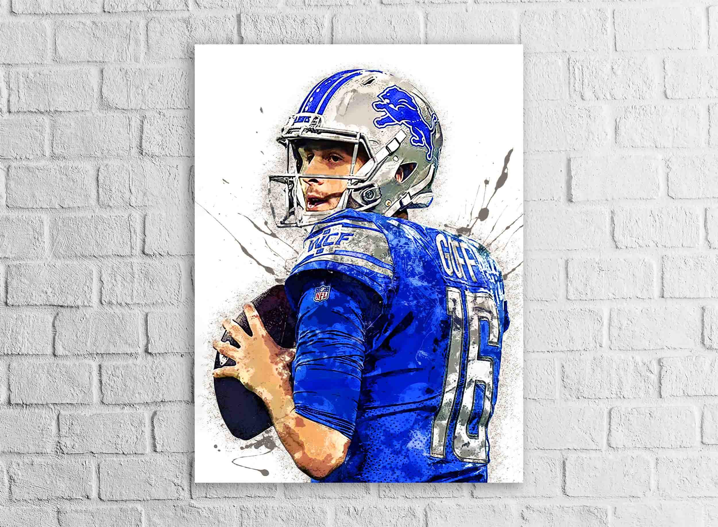 Jared Goff, Detroit Lions, Gallery Canvas Wrap, Museum-Quality Poster, Wall Art, Man Cave, Kids room, Office