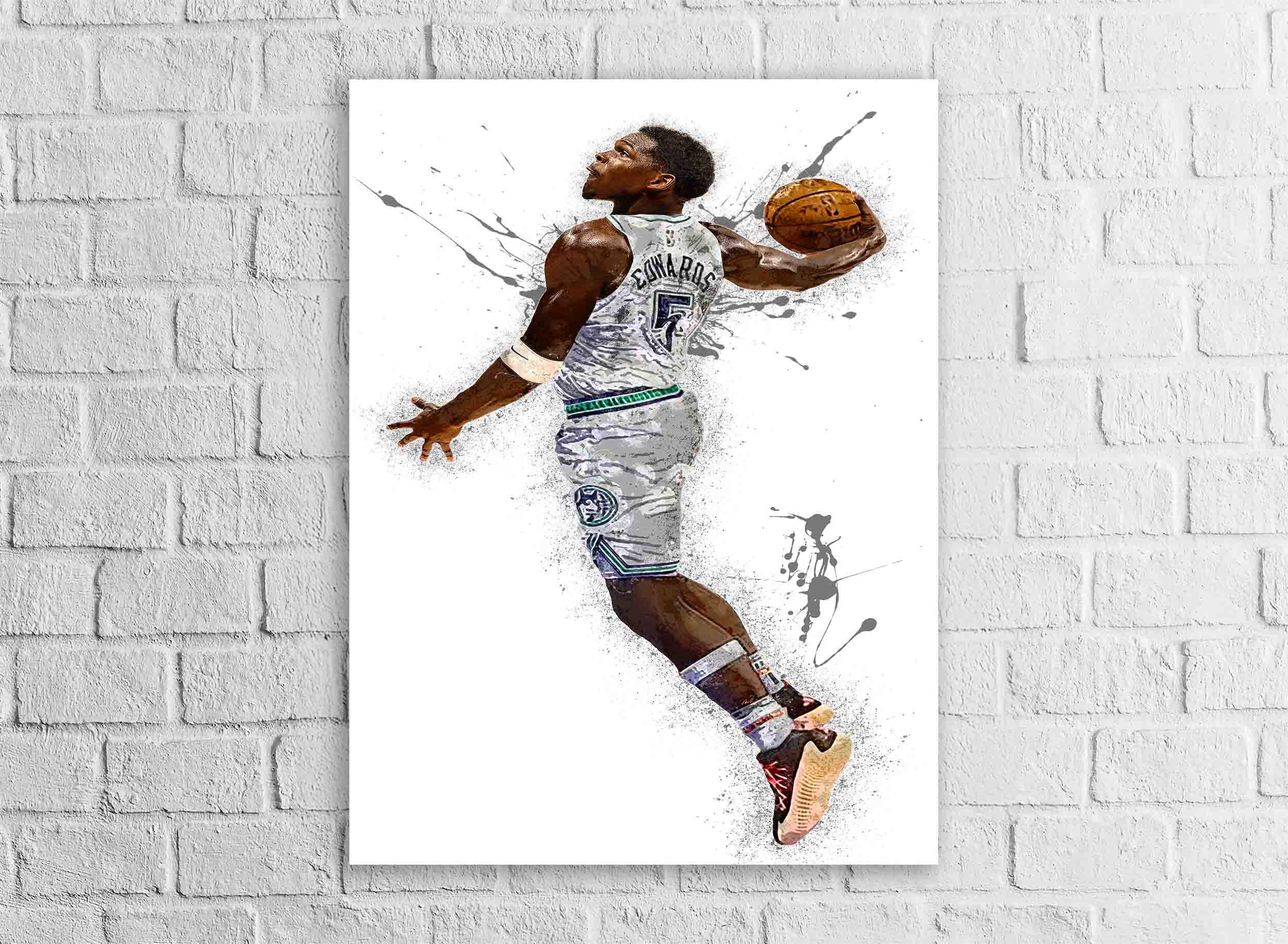 Anthony Edwards, Dunk, Minnesota Timberwolves, Gallery Canvas Wrap or Museum-Quality Poster, Fine Art, Man Cave, Kids room, Dorm Room