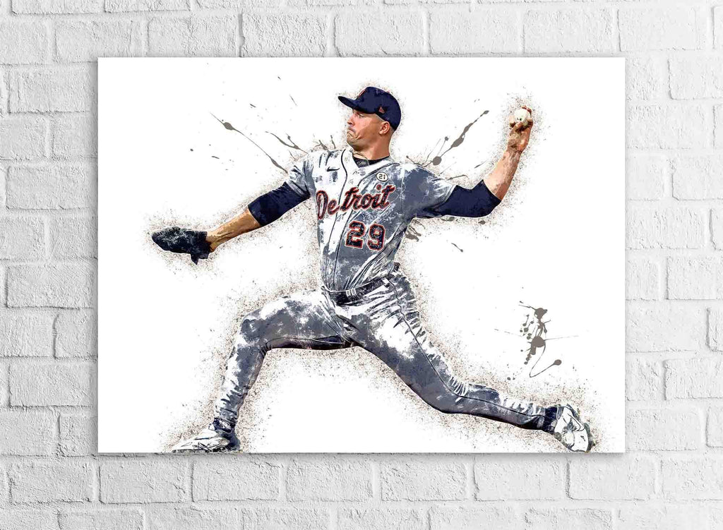 Tarik Skubal Poster, Detroit Tigers, Gallery Canvas Wrap, Fine Art, Wall Decor for Man Cave, Kids room, Dorm Room