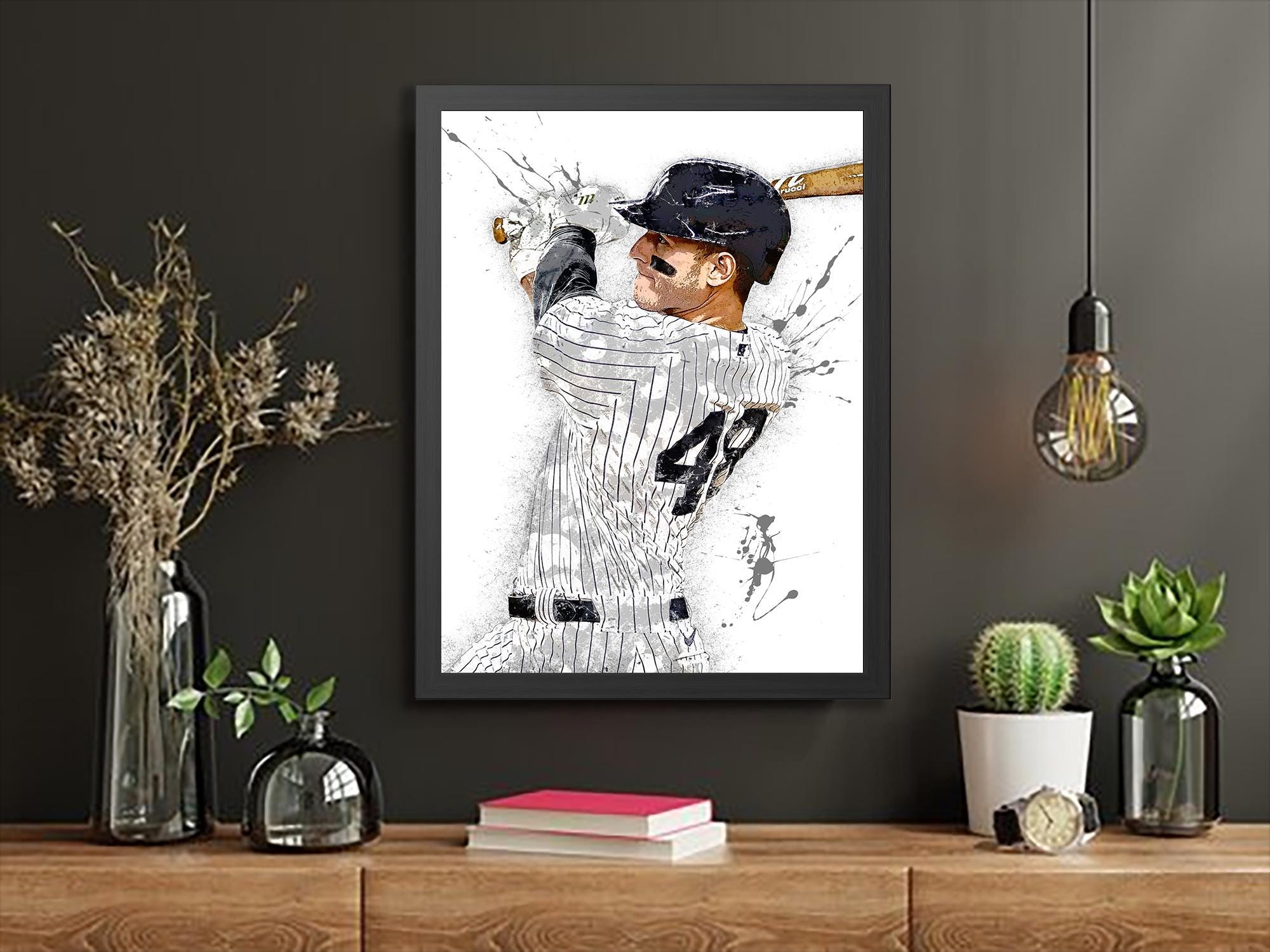 Anthony Rizzo Poster, NY Yankees, Gallery Canvas Wrap or Museum-Quality Poster Print, Fine Art, Wall Decor for Man Cave, Office or Dorm Room
