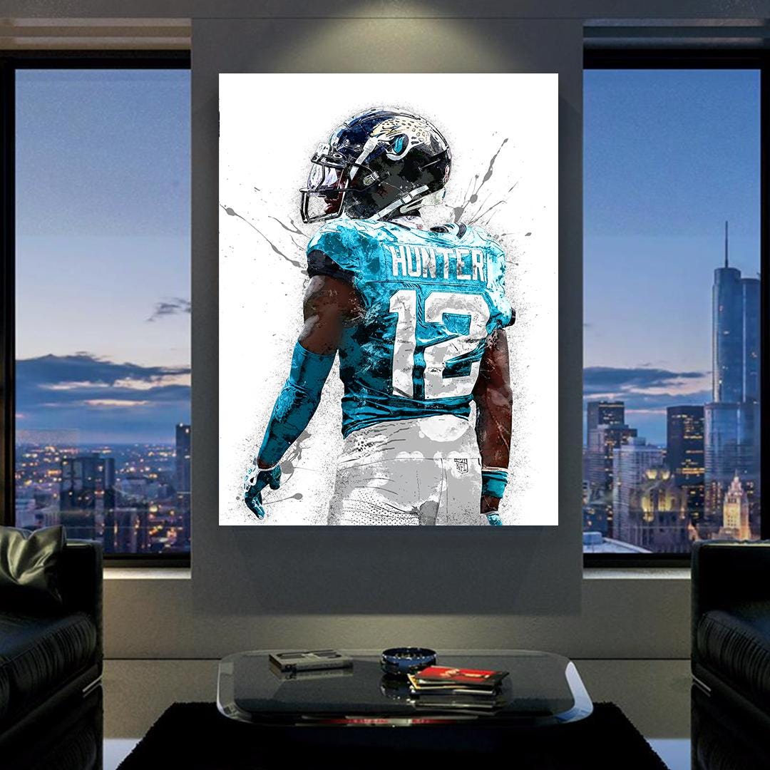 Travis Hunter Poster, Jacksonville Jaguars, Gallery Canvas Wrap or Museum-Quality Poster, Fine Art, Wall Decor for Man Cave, Kids room