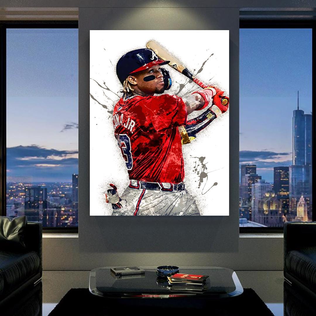 Ronald Acuna Jr, Atlanta Braves, Canvas Wrap or Museum-Quality Poster, Fine Art, Wall Decor for Man Cave, Kids room, Dorm Room