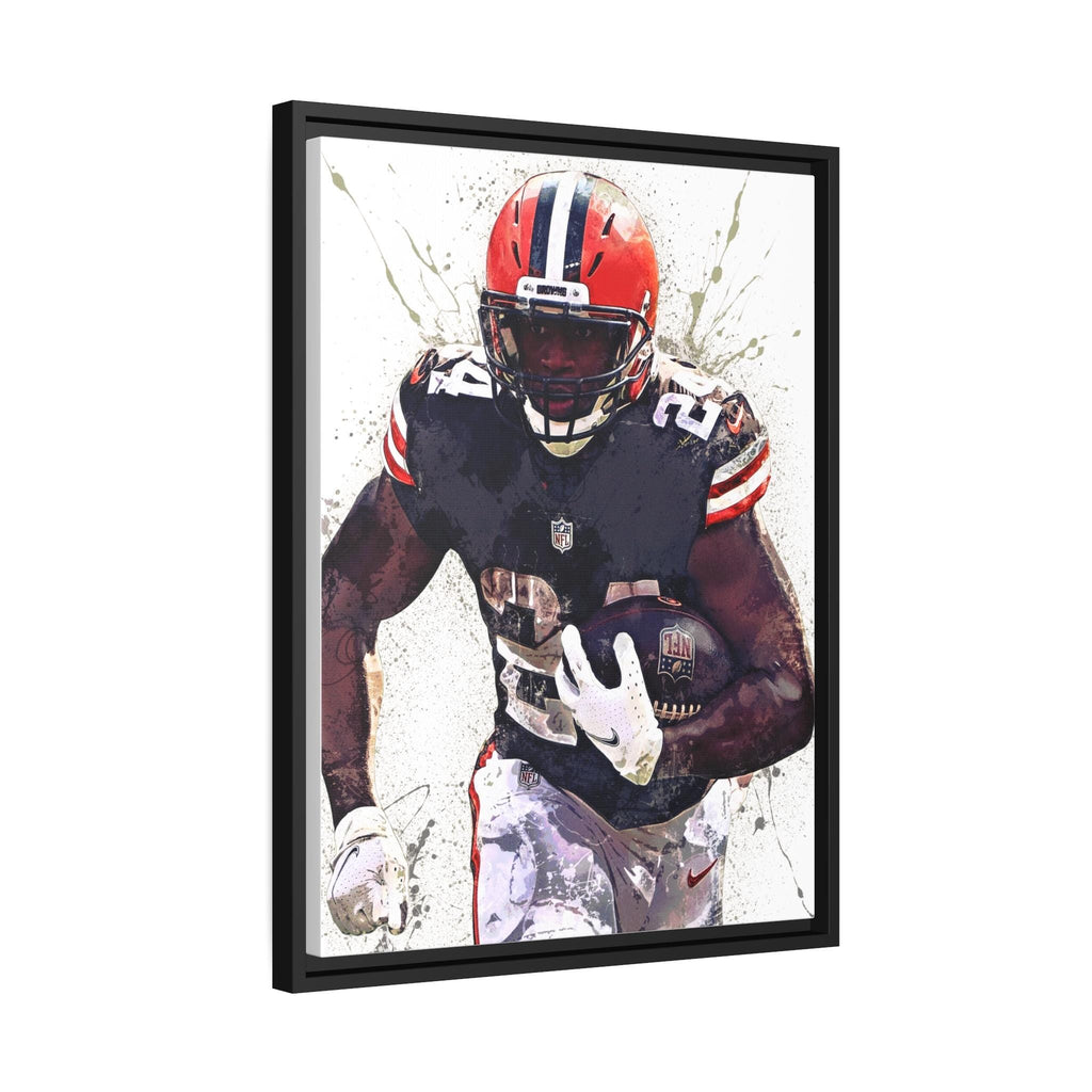 Nick Chubb Cleveland Browns Poster, Gallery Canvas Wrap: Man Cave Wall Art